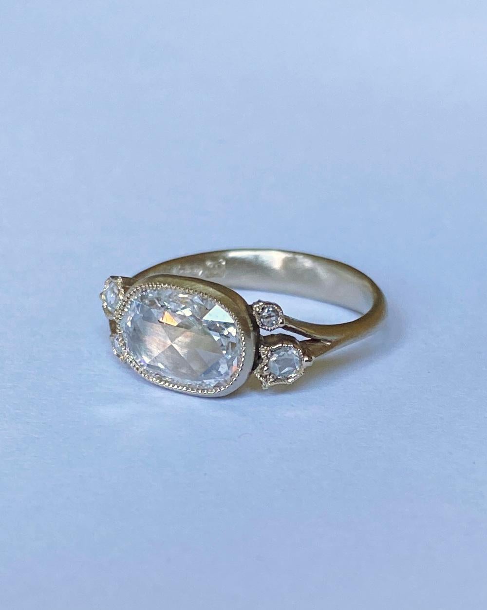 Dalben 1,51 Karat Kissenform Diamantring mit Rosenschliff Gold 6