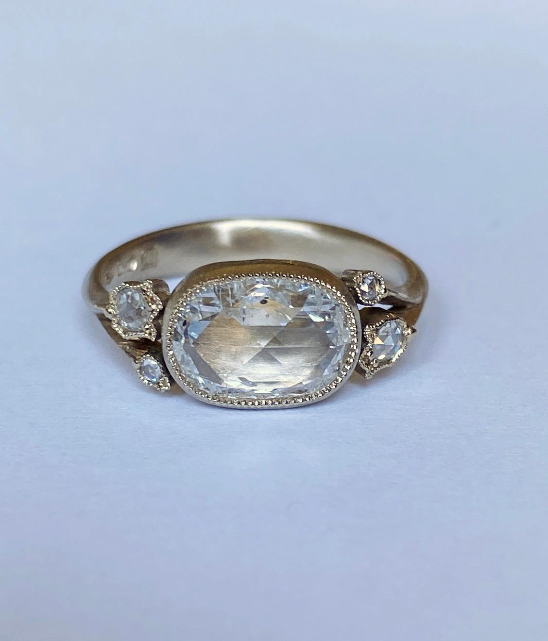 Dalben 1,51 Karat Kissenform Diamantring mit Rosenschliff Gold 7