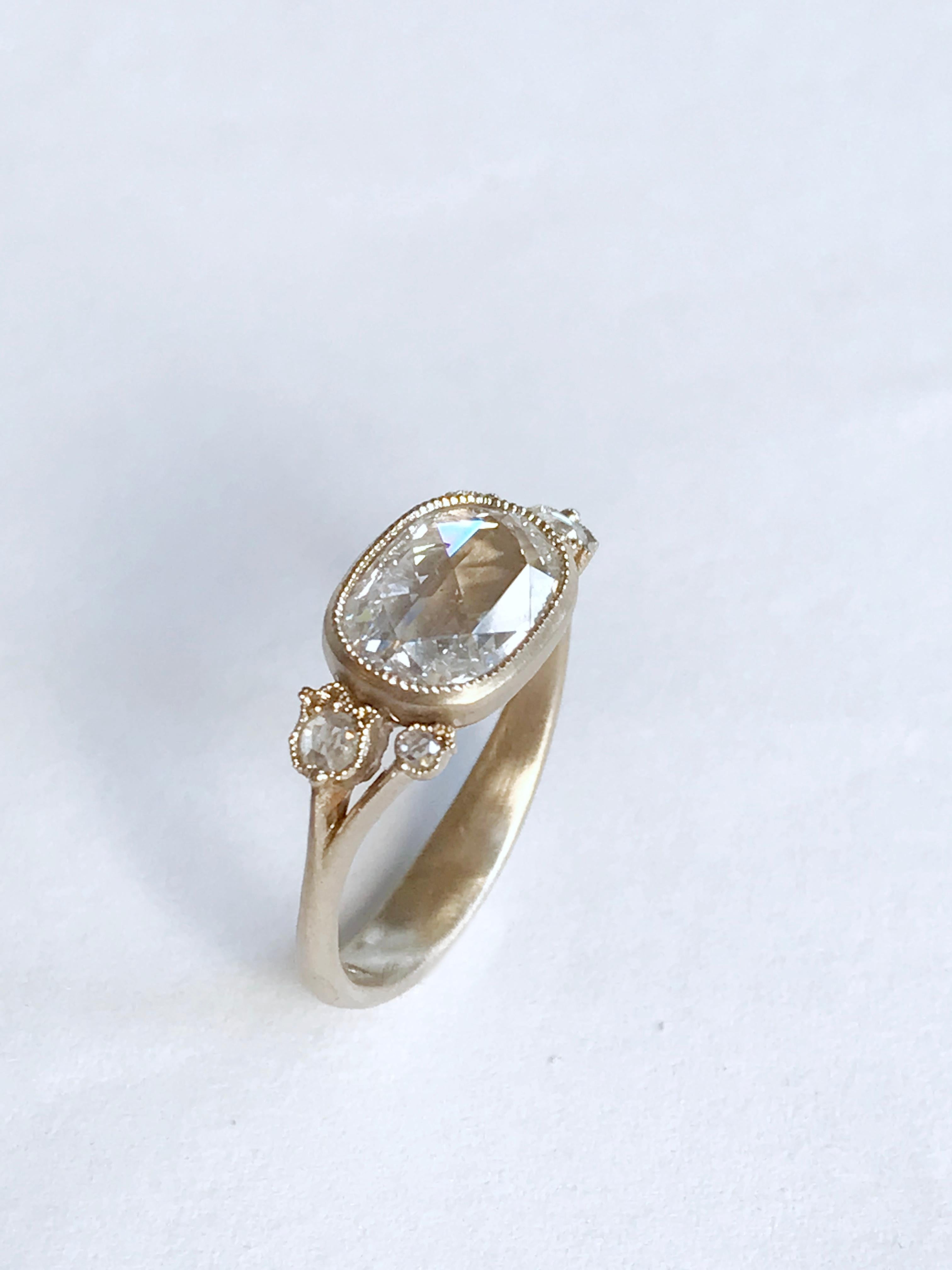 Dalben 1,51 Karat Kissenform Diamantring mit Rosenschliff Gold 8