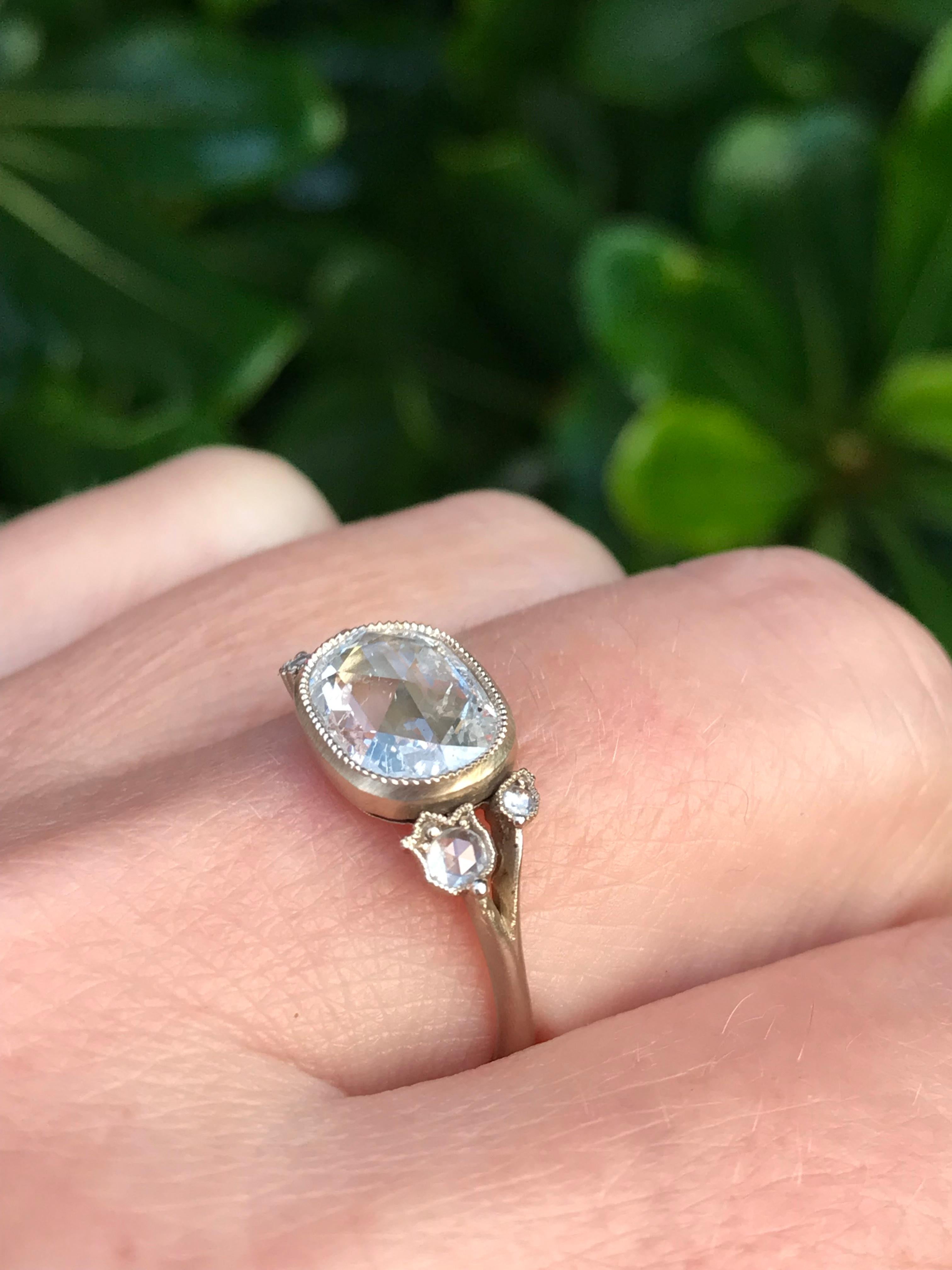 Dalben 1,51 Karat Kissenform Diamantring mit Rosenschliff Gold (Zeitgenössisch)
