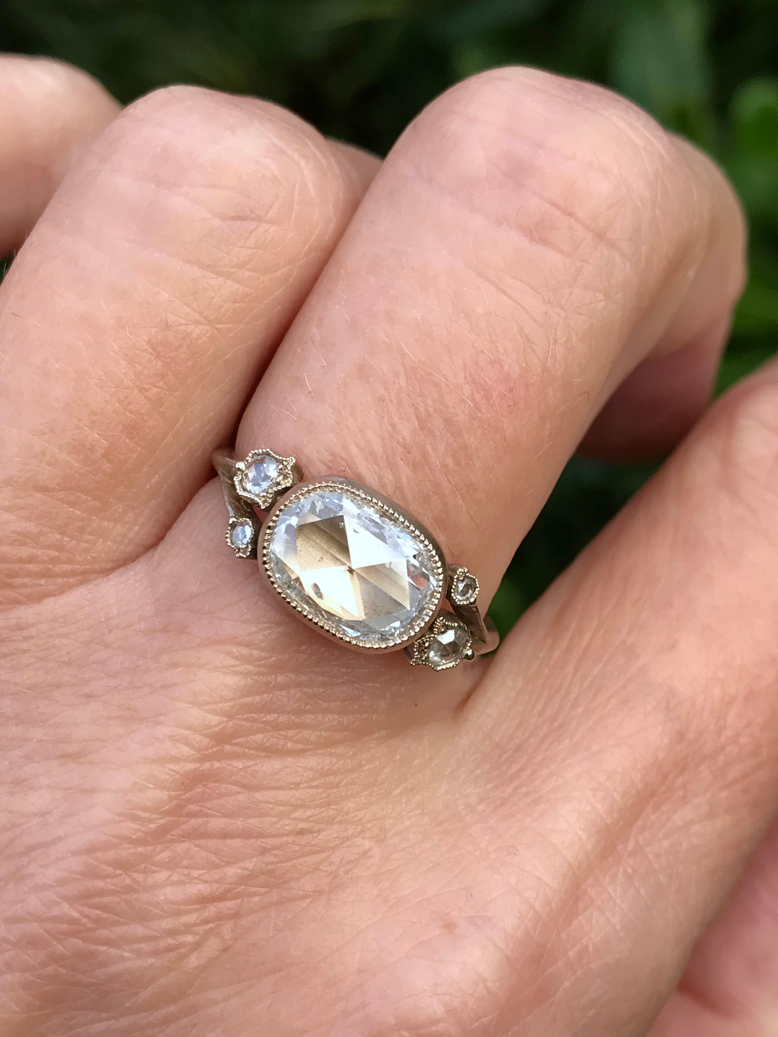 Dalben 1,51 Karat Kissenform Diamantring mit Rosenschliff Gold 1
