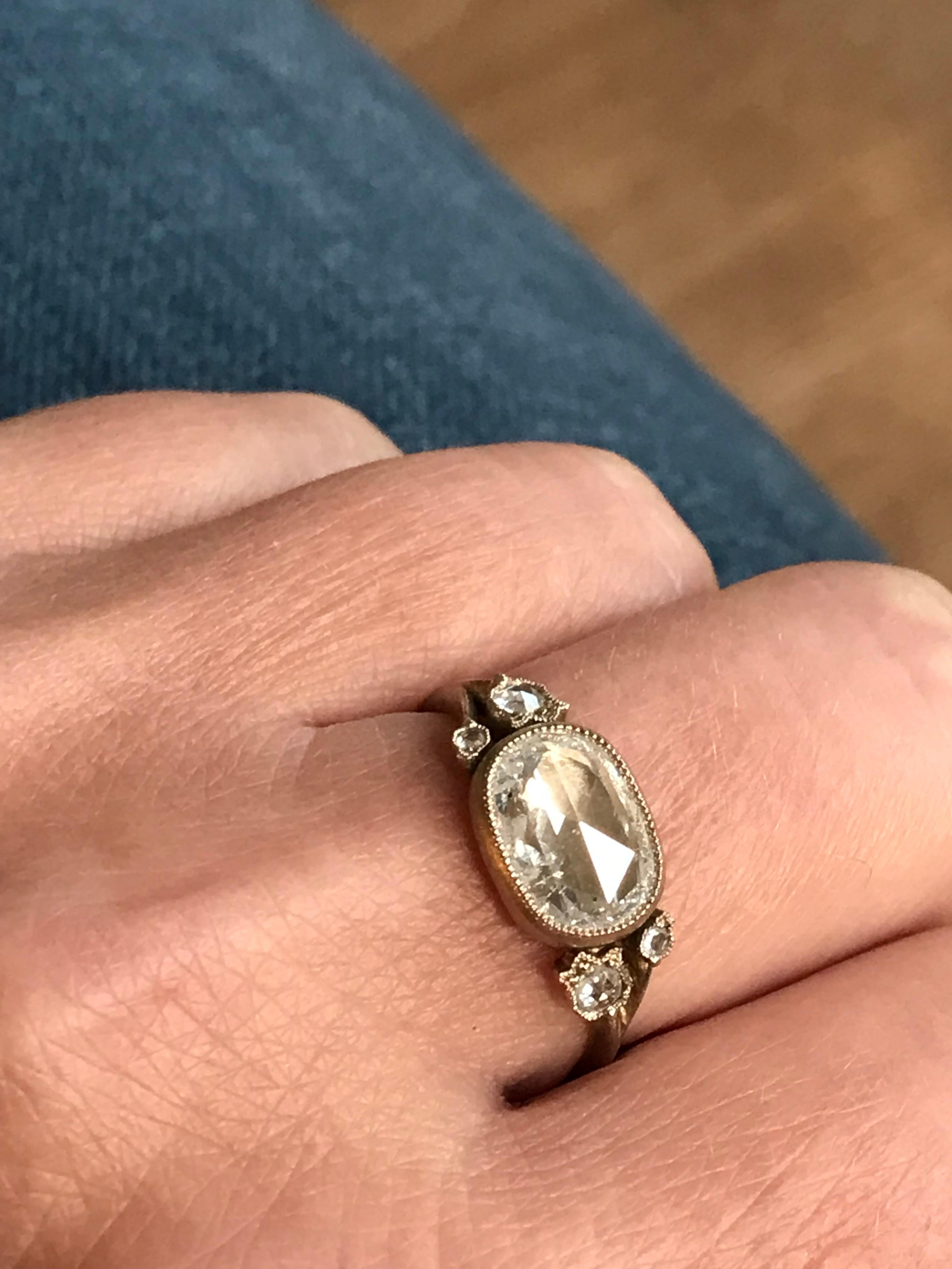 Dalben 1,51 Karat Kissenform Diamantring mit Rosenschliff Gold 3
