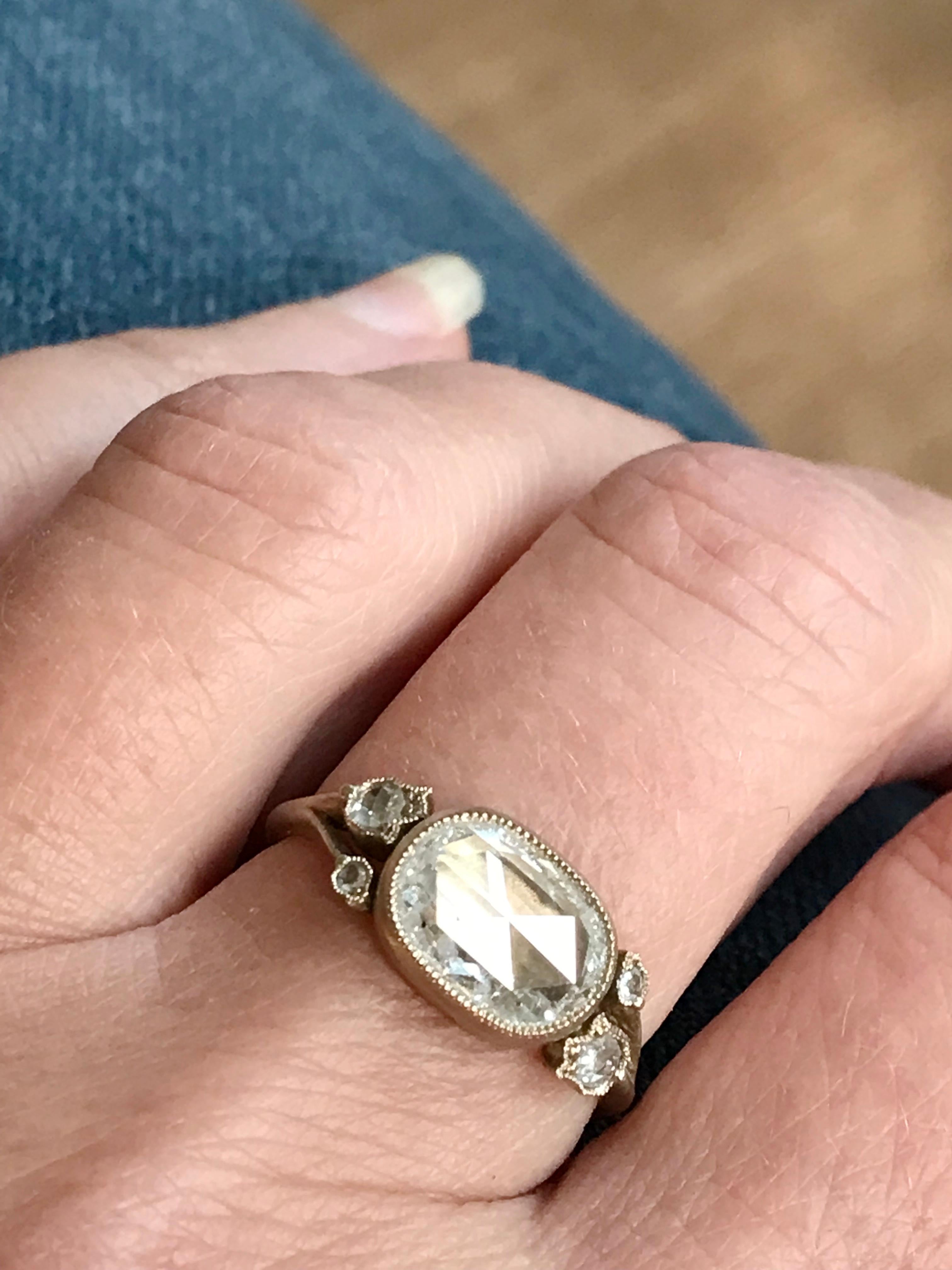 Dalben 1,51 Karat Kissenform Diamantring mit Rosenschliff Gold 4