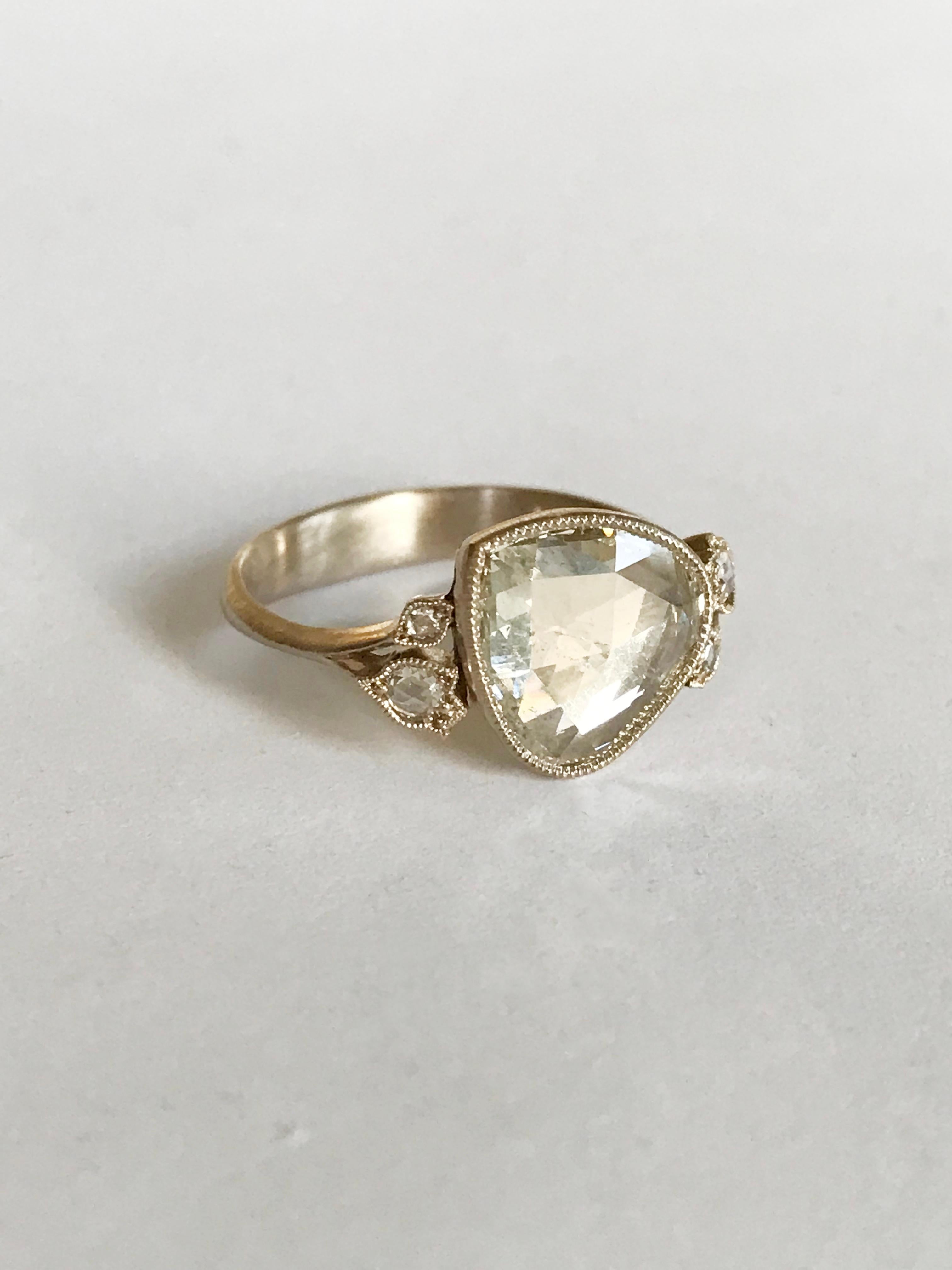 Dalben 1.84 Carat Pear Shape Rose Cut Diamond Gold Ring 7