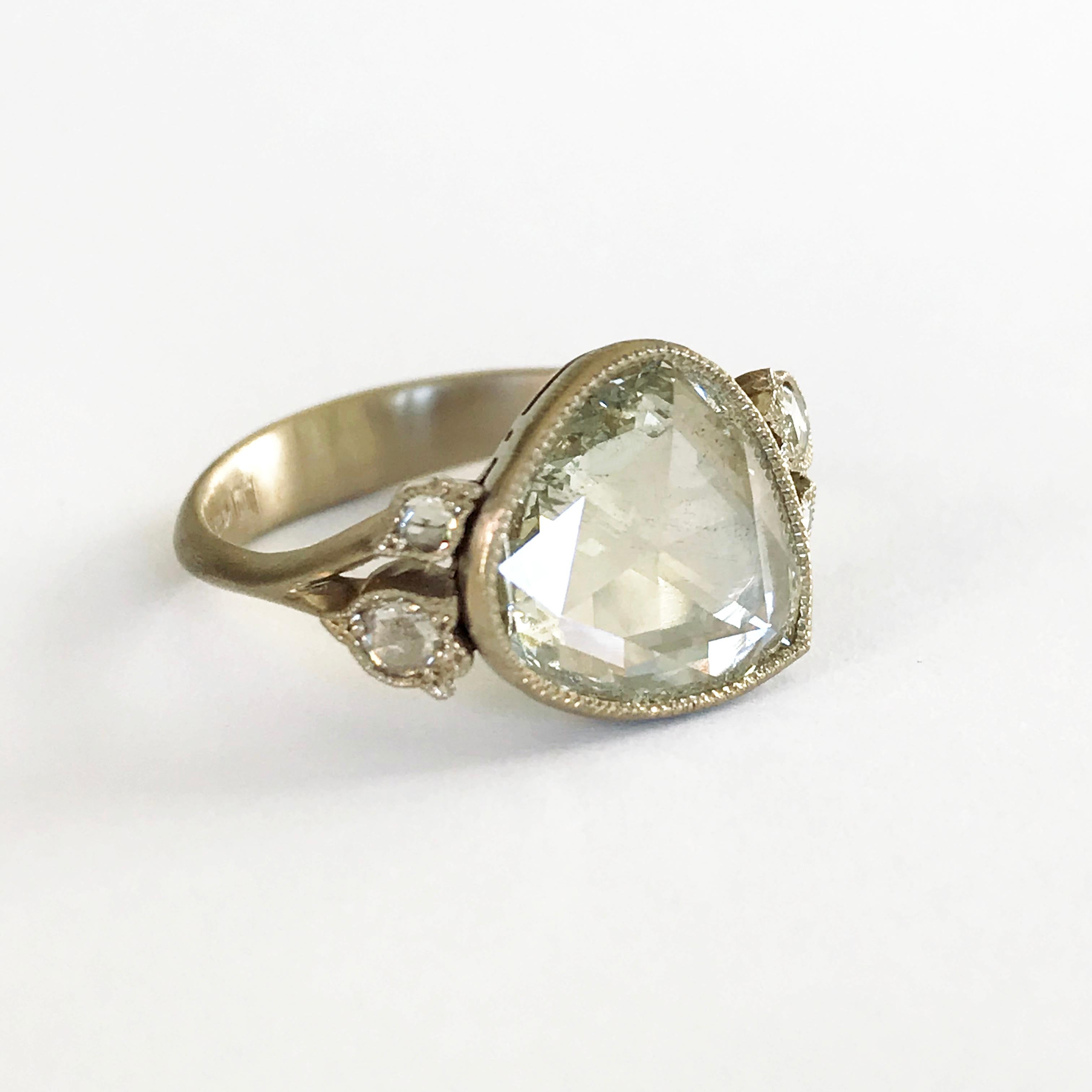 Dalben 1.84 Carat Pear Shape Rose Cut Diamond Gold Ring In New Condition In Como, IT
