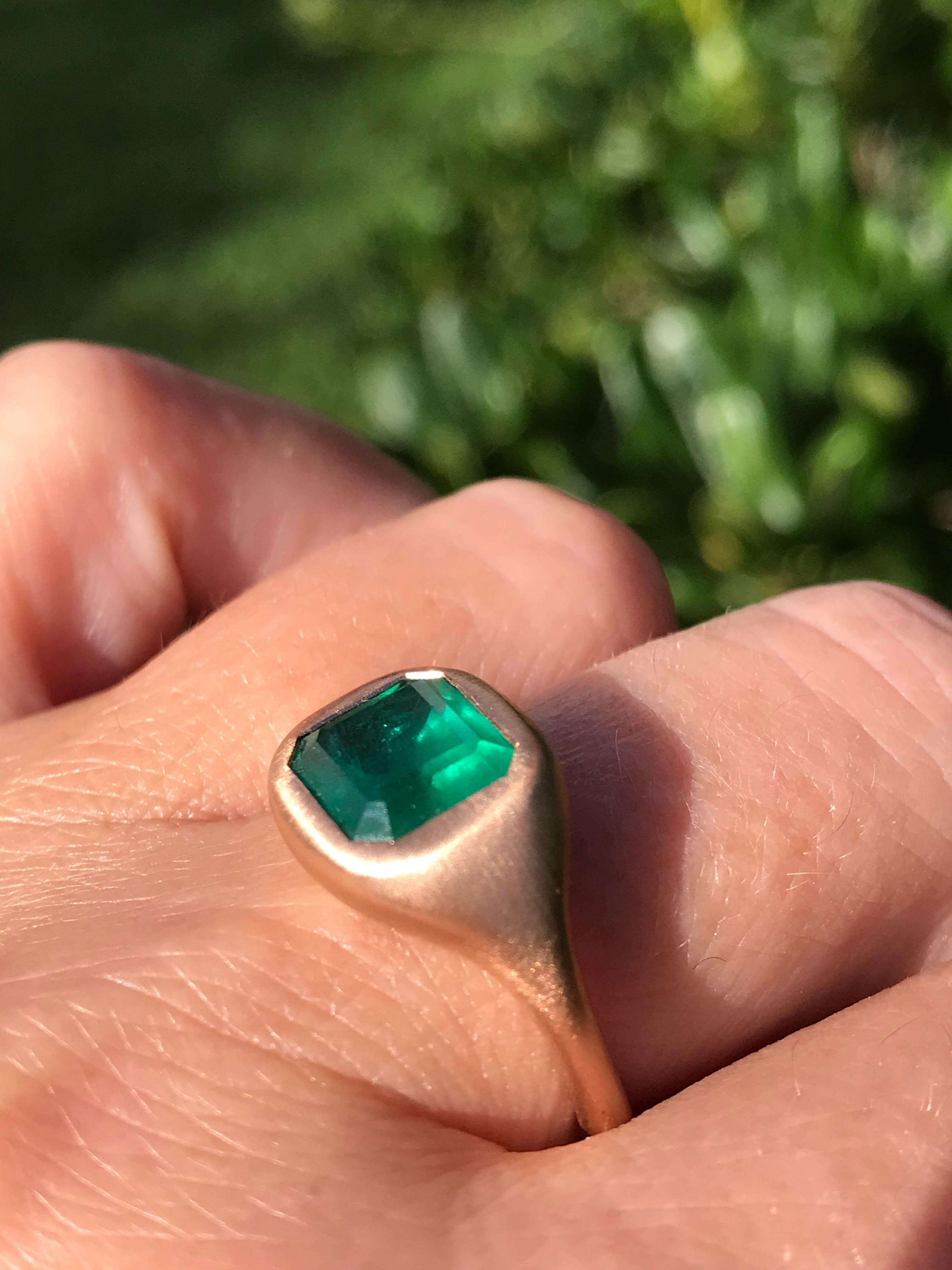Emerald Cut Dalben 2, 8 Carat Emerald Rose Gold Ring
