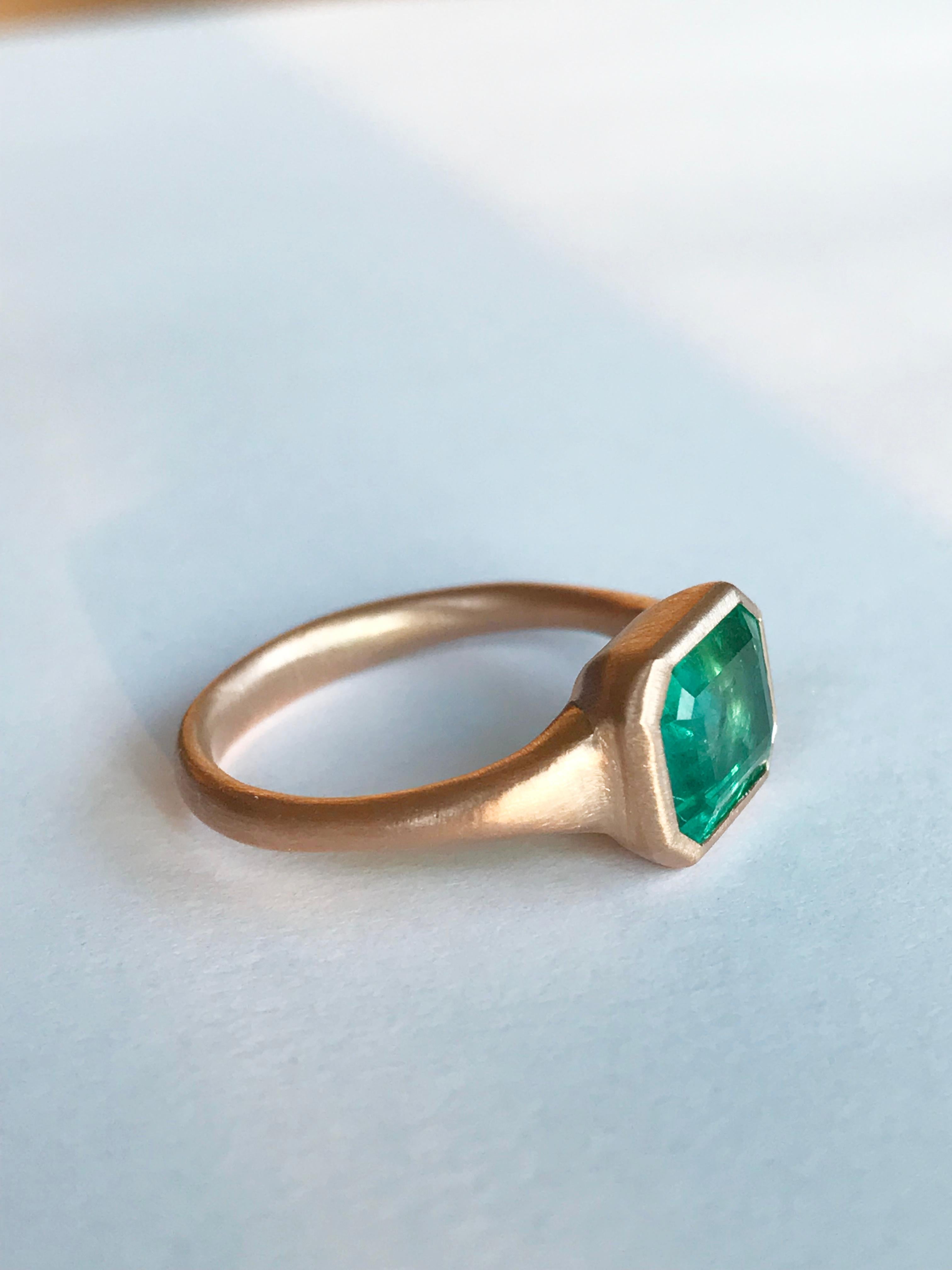 Emerald Cut Dalben 2, 38 Carat Emerald Rose Gold Ring