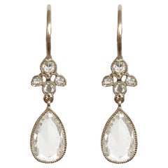 Dalben 2,51 Carat Drop Rose Cut Diamond White Gold Earrings