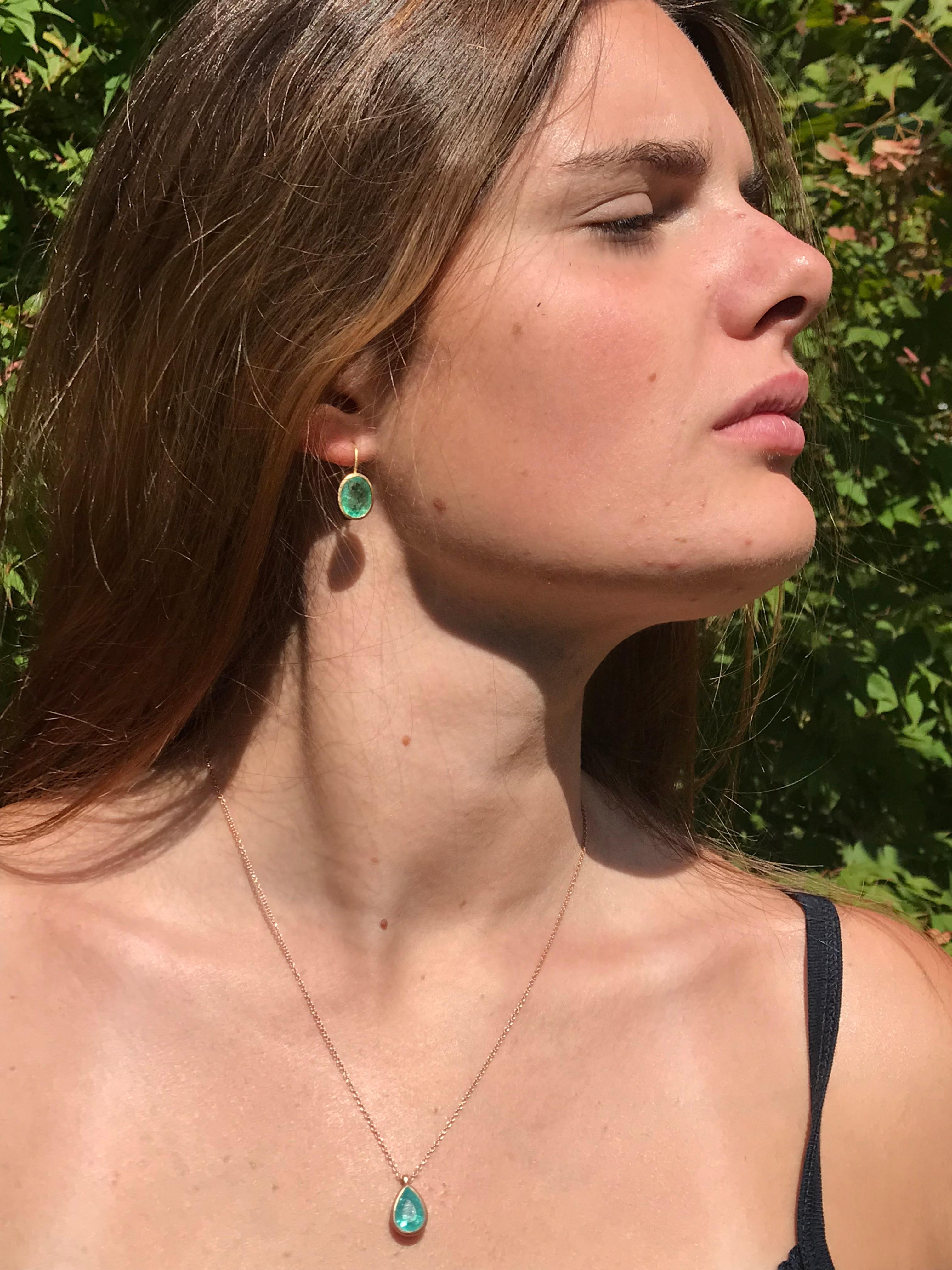 Emerald Cut Dalben 6, 4 Carat Emerald Yellow Gold Earrings