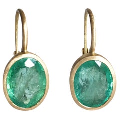 Dalben Boucles d'oreilles en or jaune avec émeraudes de 6,4 carats