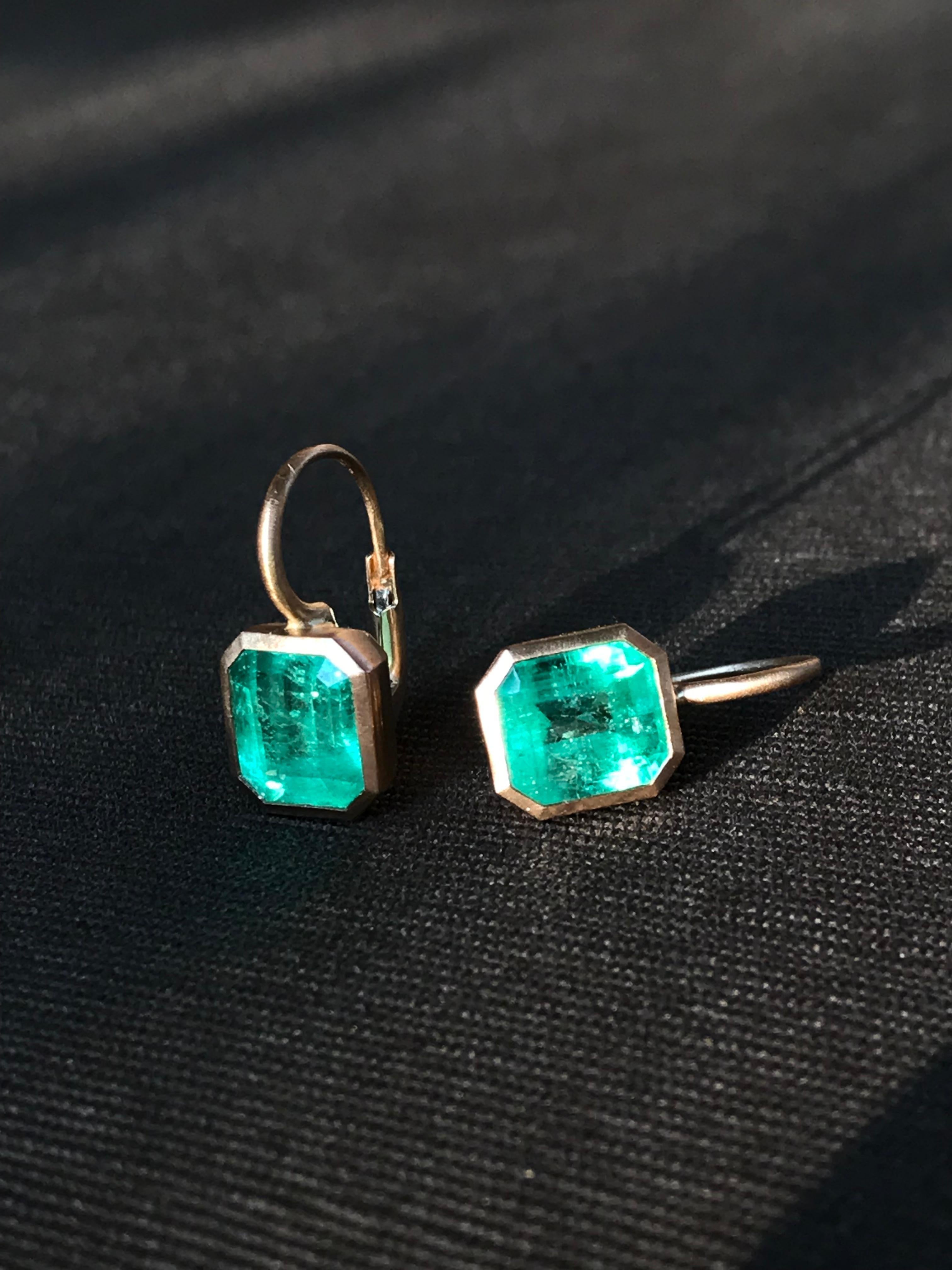 Dalben 4, 31 Carat Colombian Emerald Rose Gold Earrings For Sale 6