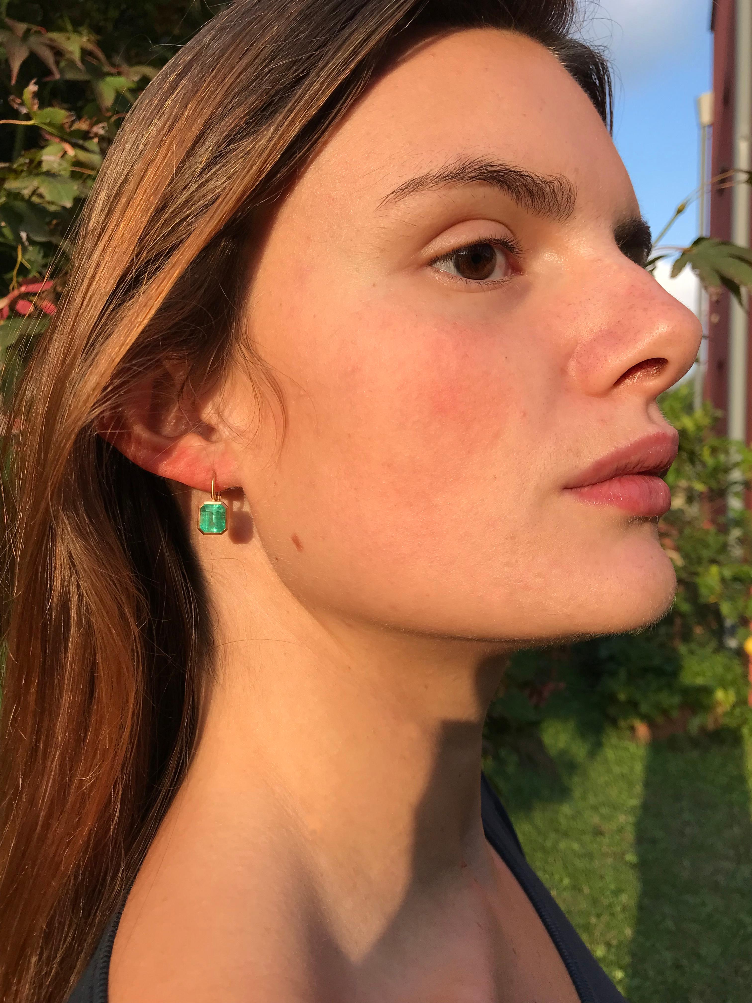 Women's Dalben 4, 31 Carat Colombian Emerald Rose Gold Earrings For Sale