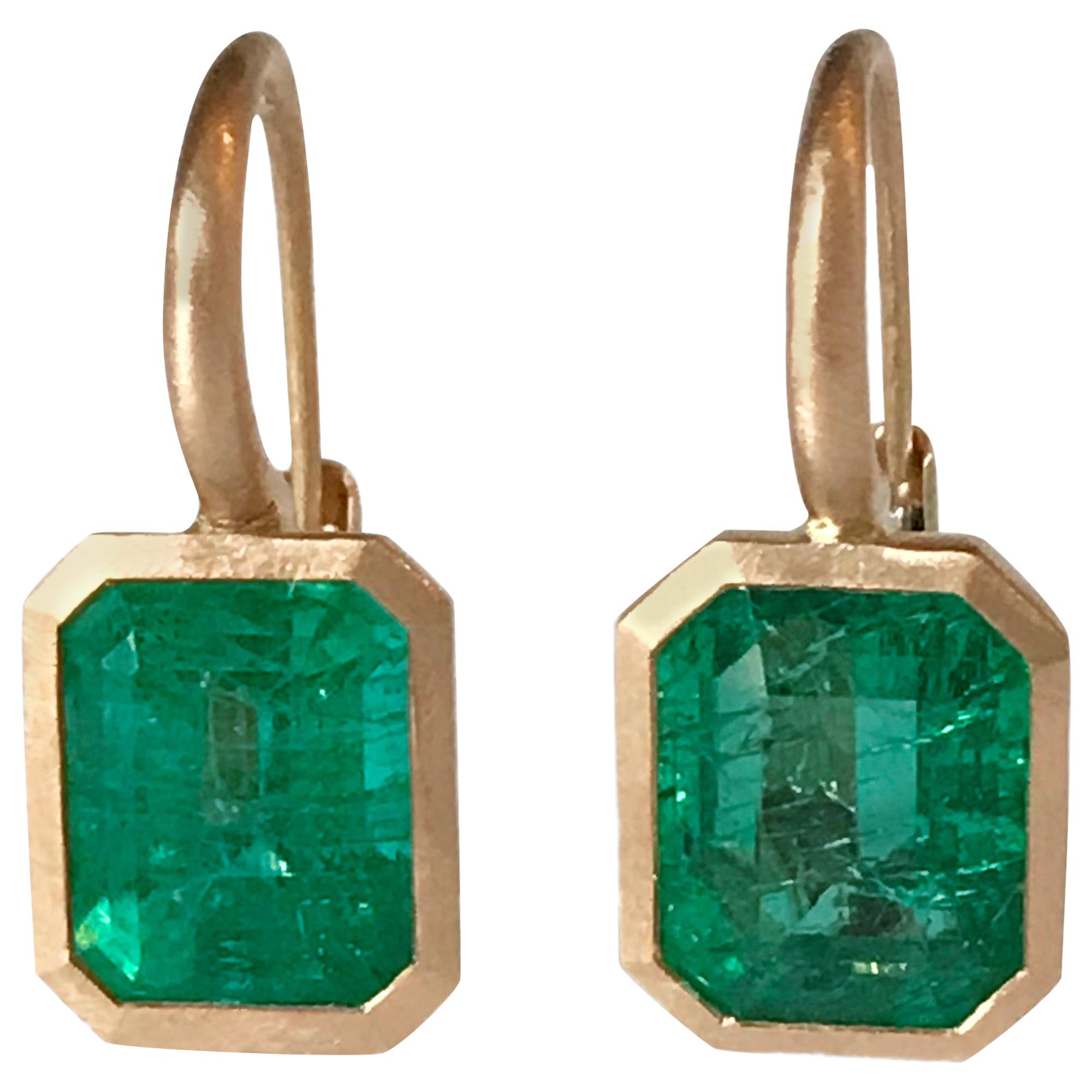 Dalben 4, 59 Carat Emerald Rose Gold Earrings