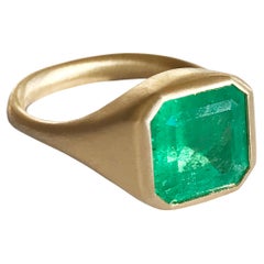 Antique Dalben 4, 12 Carat Colombian Emerald Yellow Gold Ring