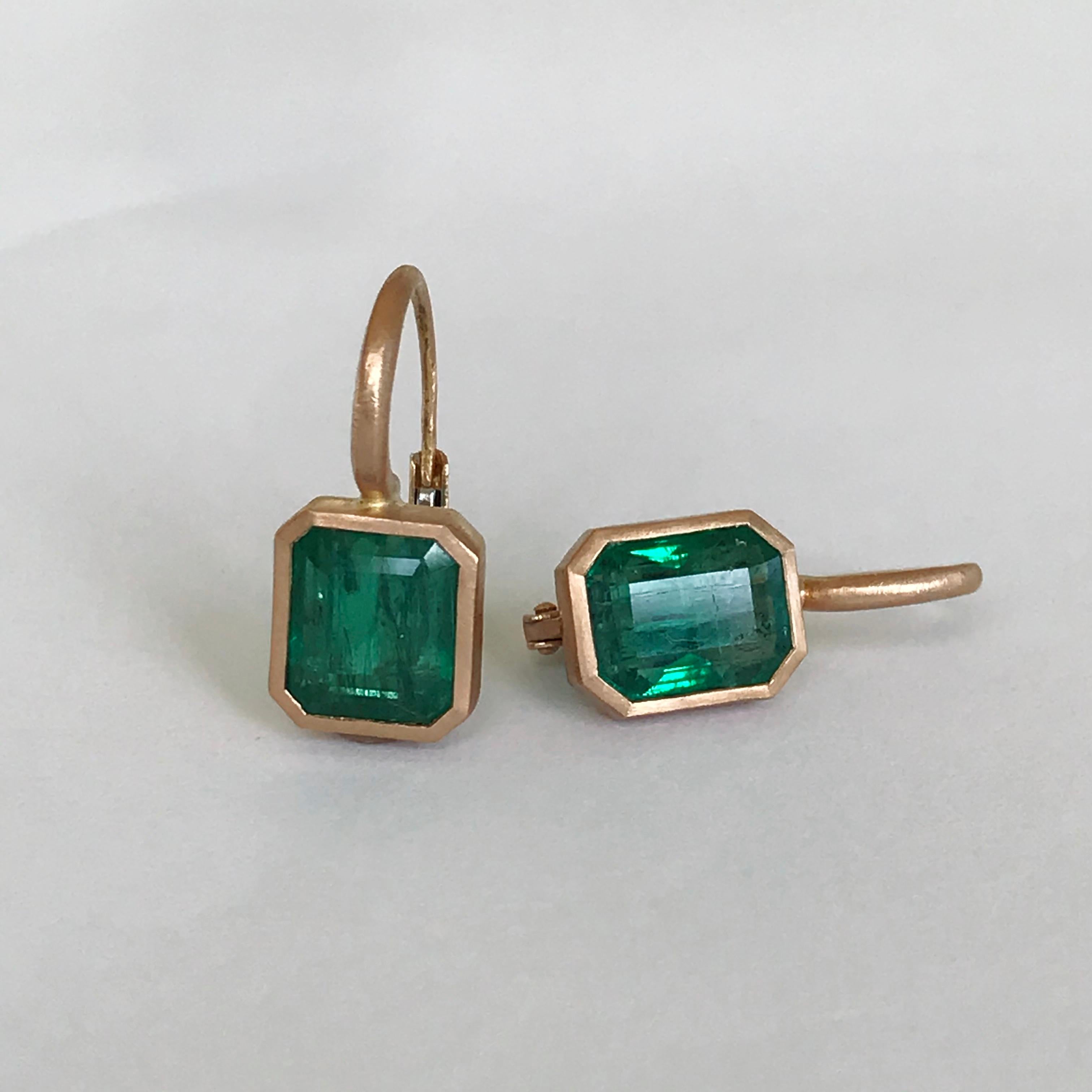 Dalben 5, 4 Carat Deep Green Emerald Rose Gold Earrings 3