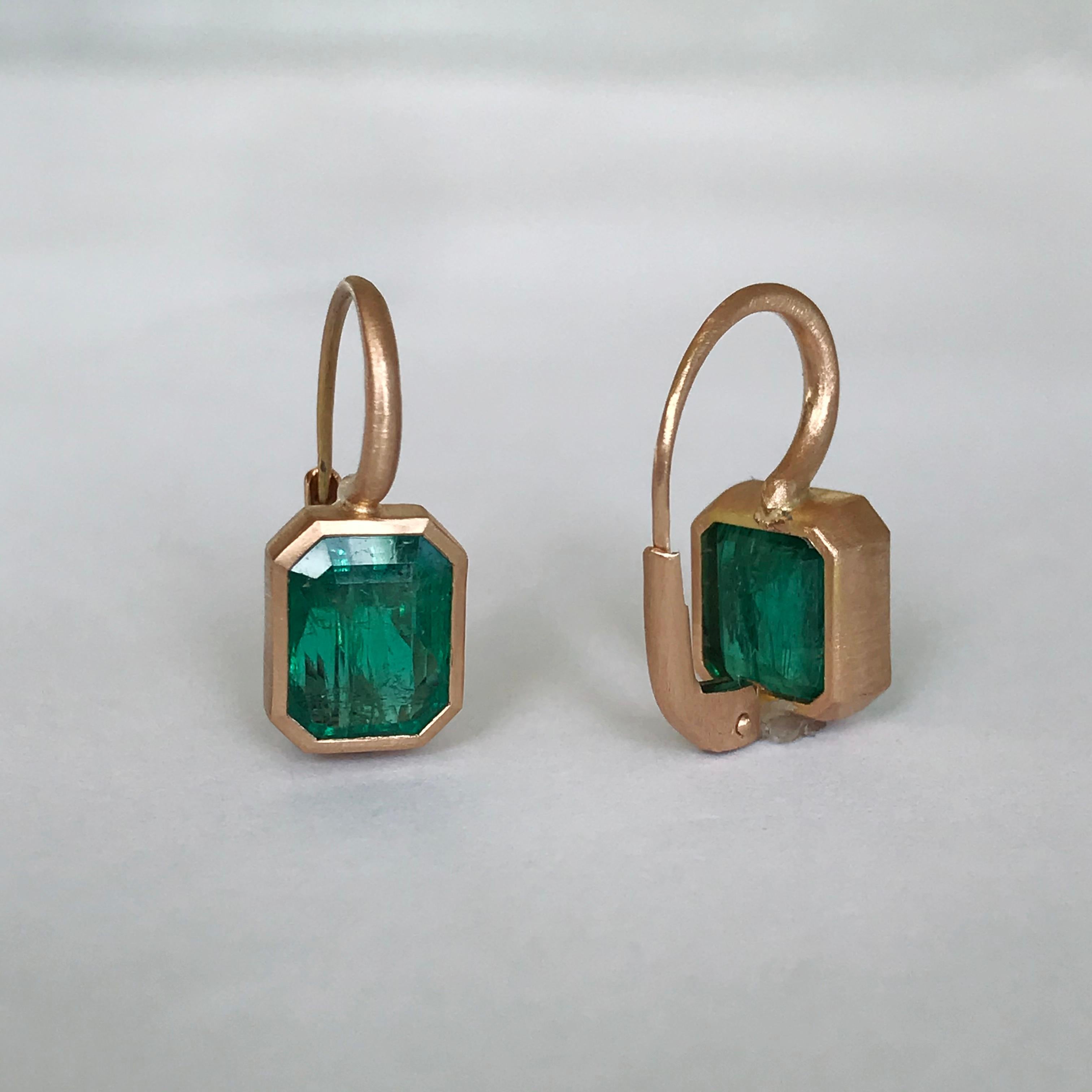 Dalben 5, 4 Carat Deep Green Emerald Rose Gold Earrings 5