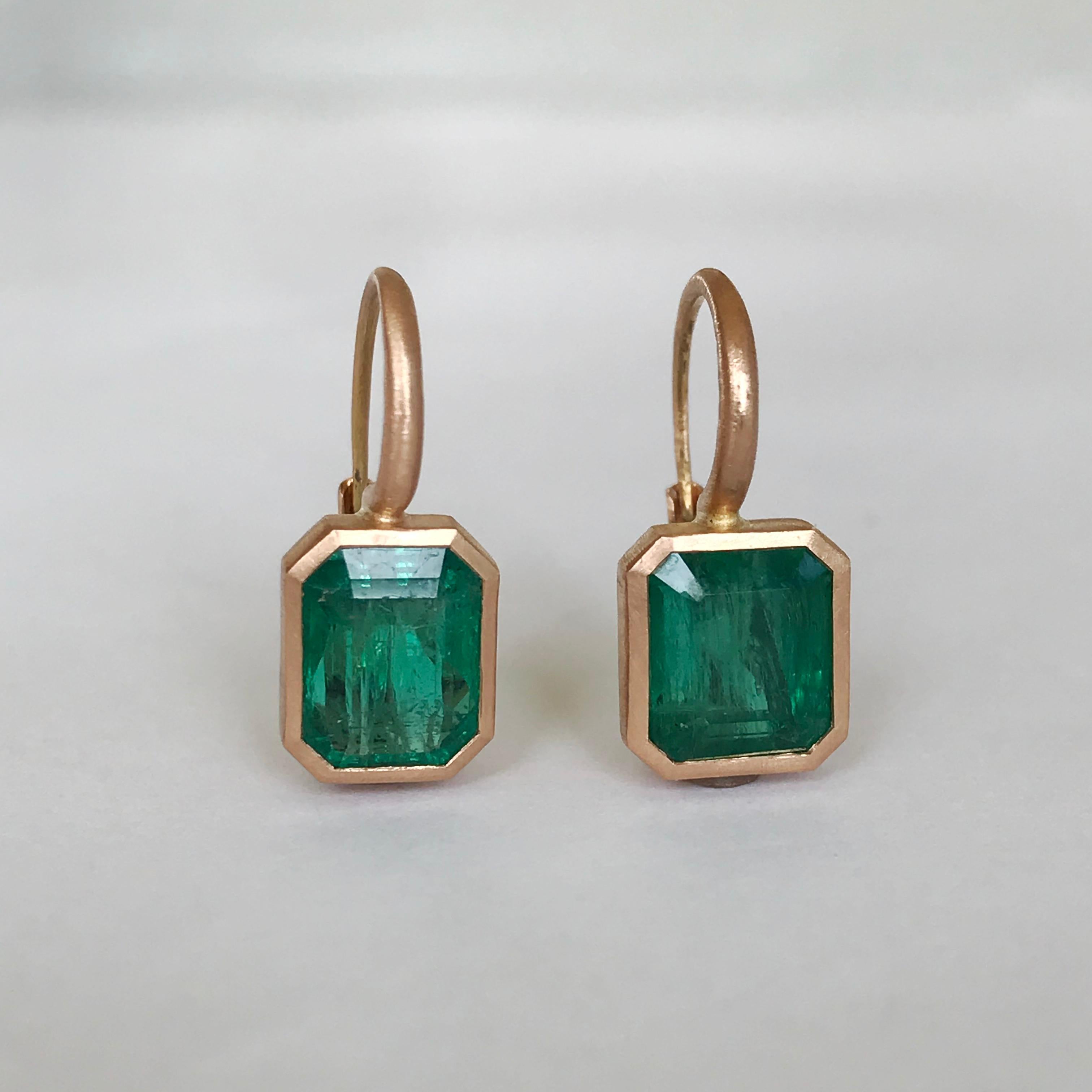Dalben 5, 4 Carat Deep Green Emerald Rose Gold Earrings 6