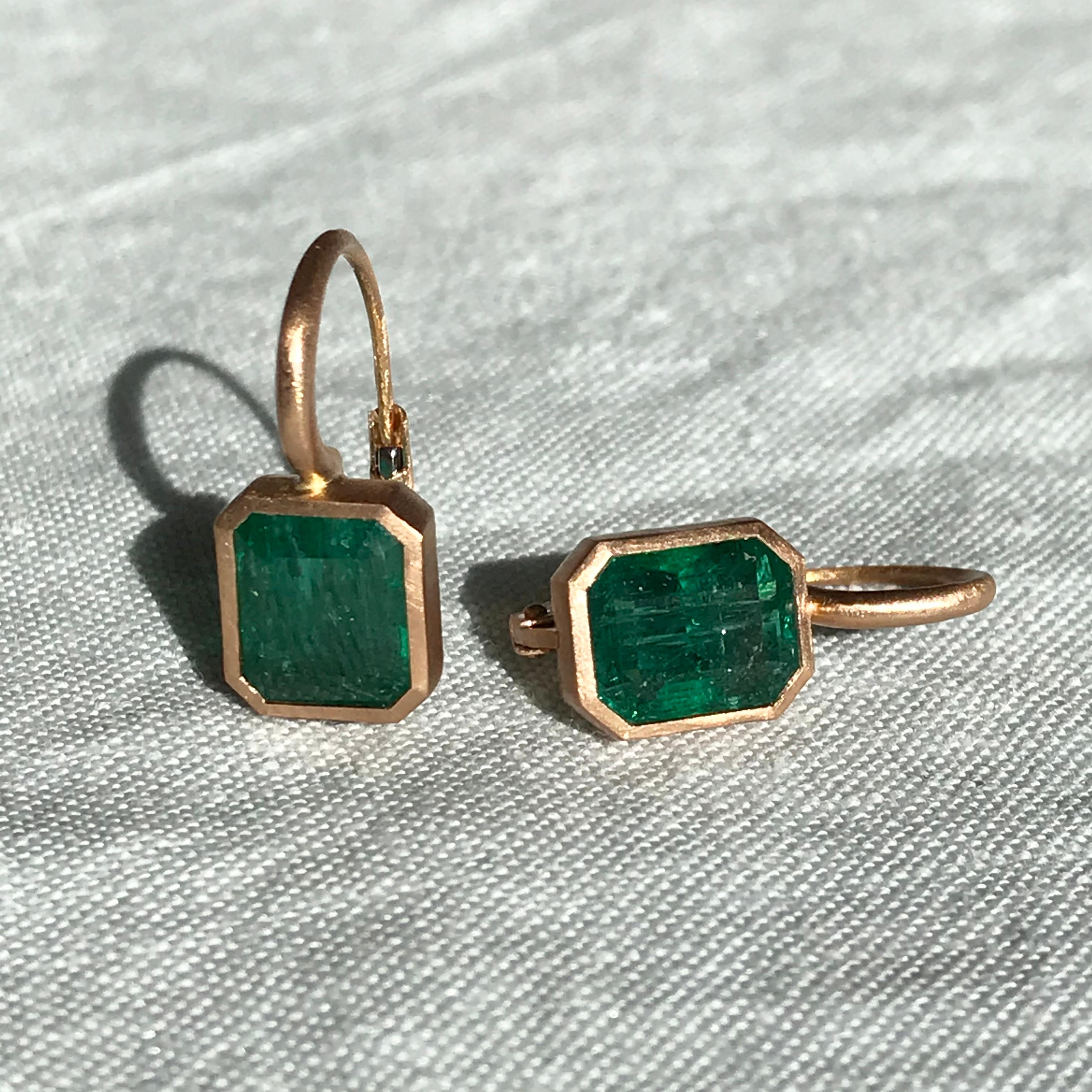 Dalben 5, 4 Carat Deep Green Emerald Rose Gold Earrings 7