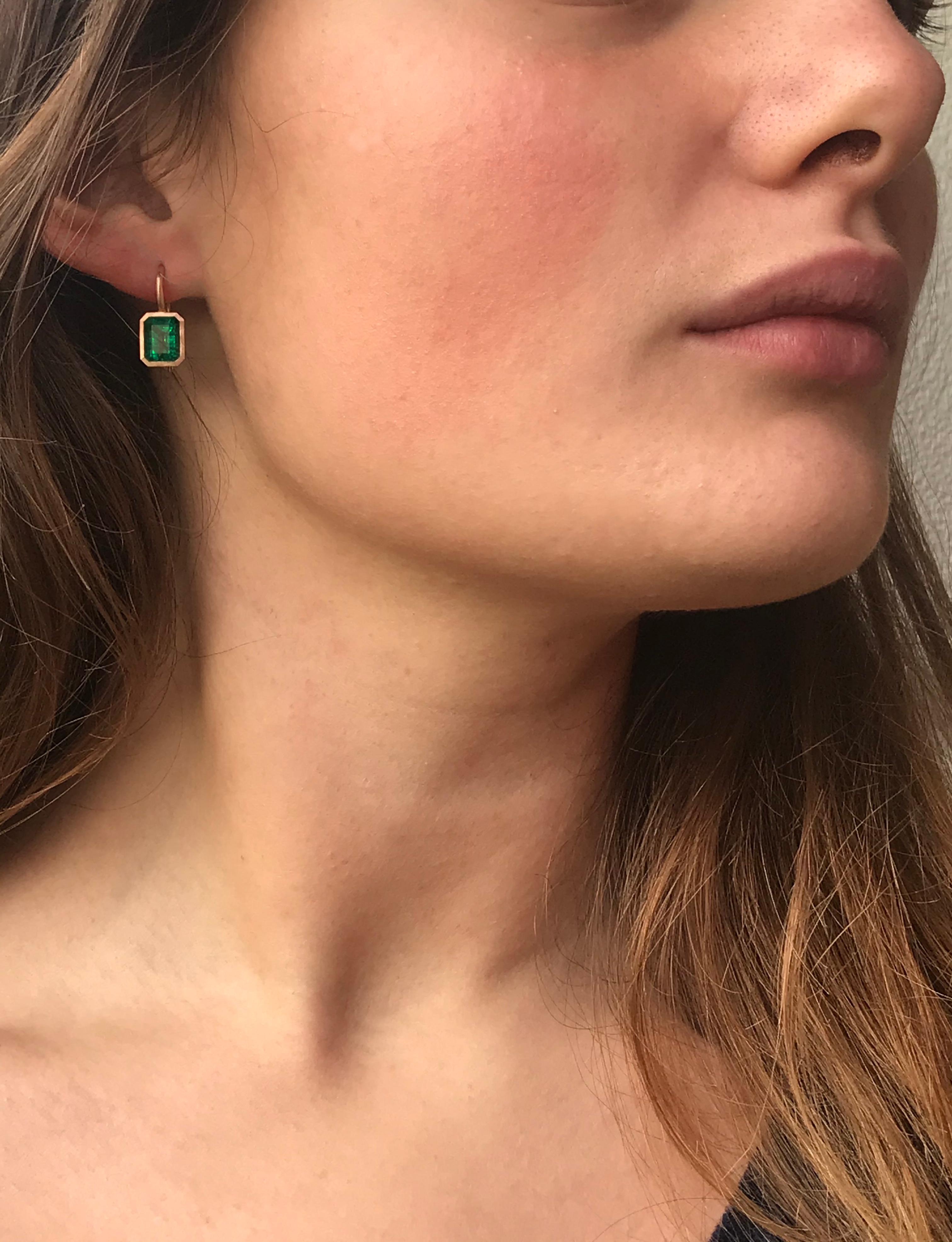 rose gold and green earrings