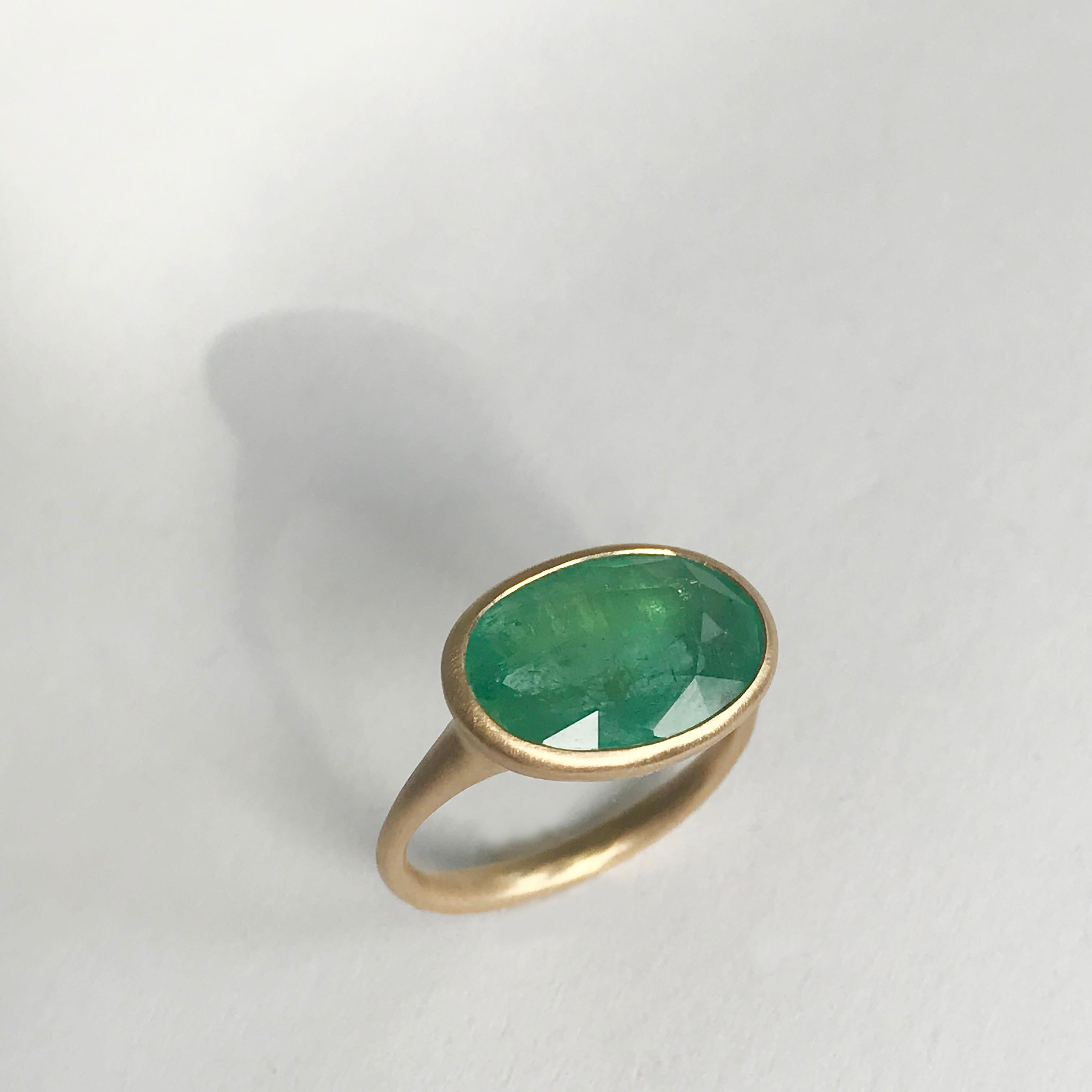 Oval Cut Dalben 5.5 Carat Oval Emerald Yellow Gold Ring