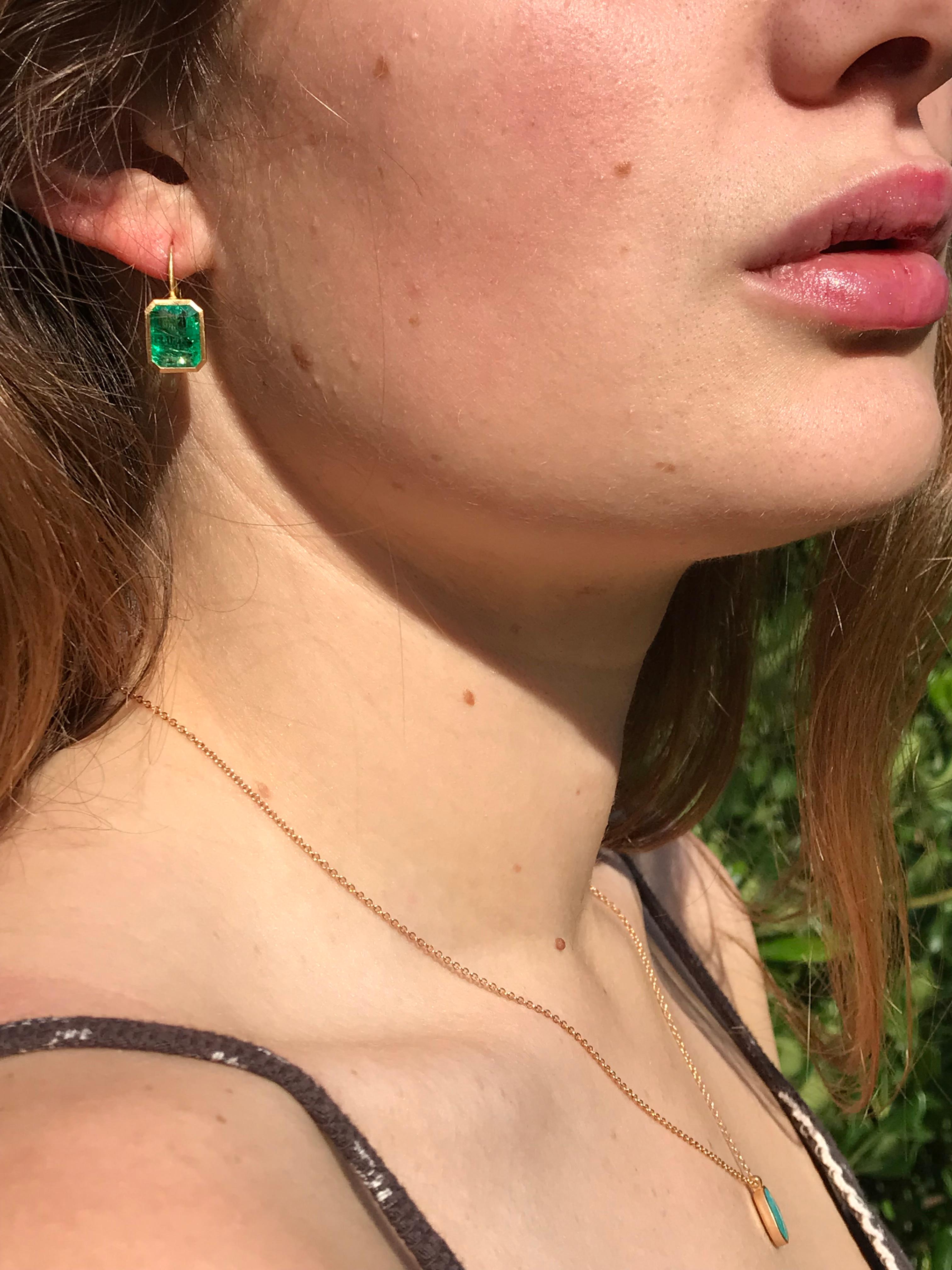 Dalben 6.94 Carat Emerald Yellow Gold Earrings 1