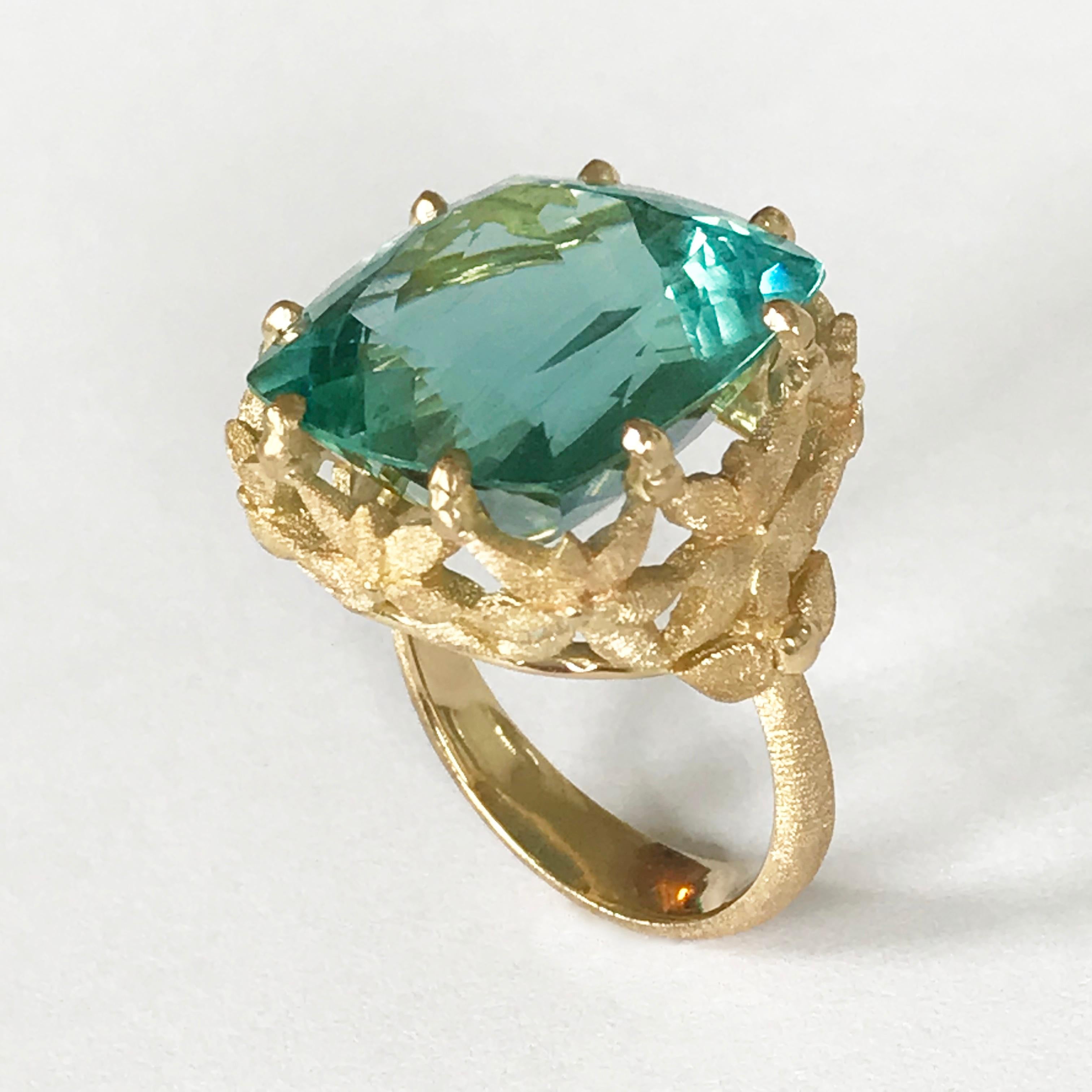 Dalben Aquamarine Gold Cocktail Ring 2