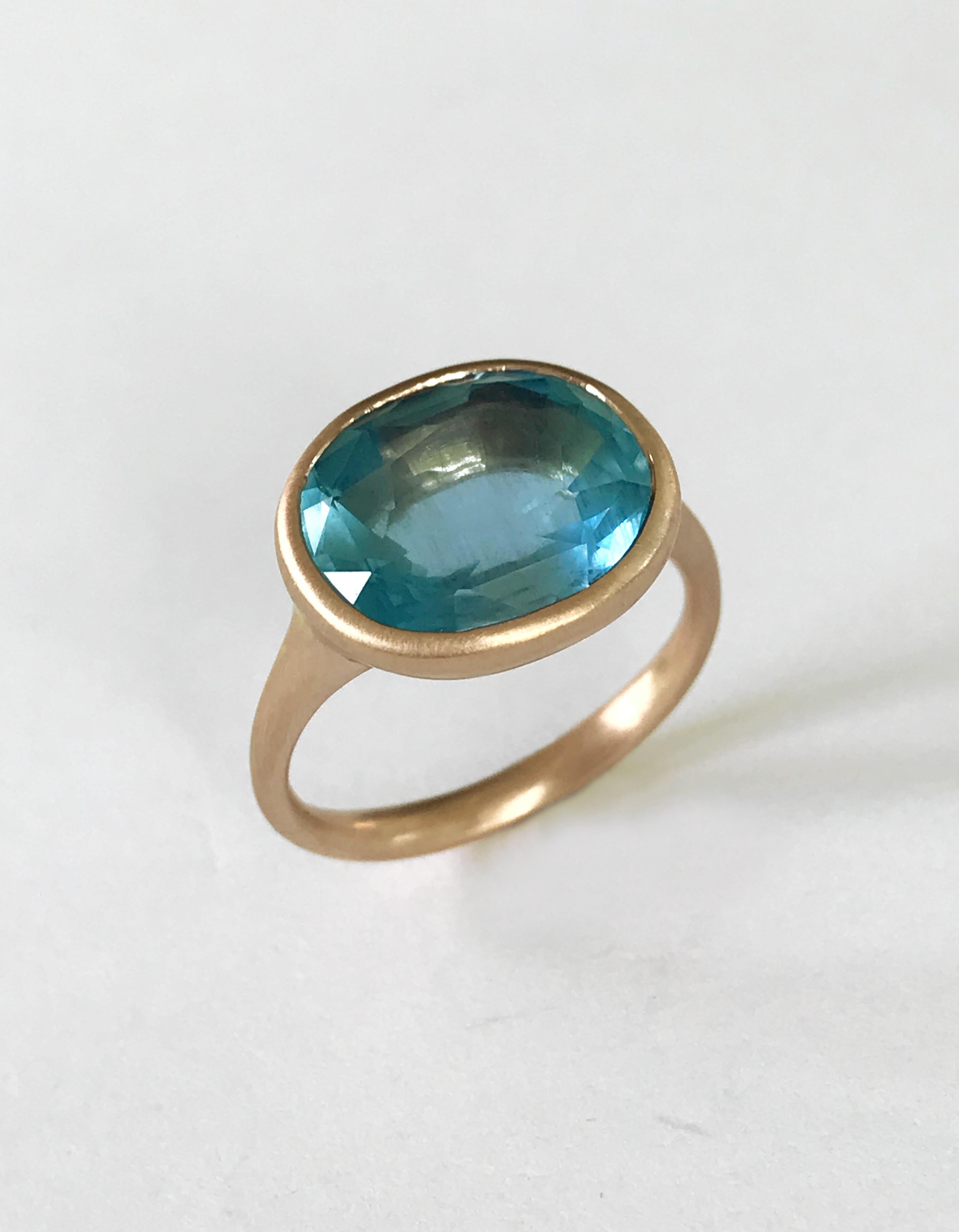 Dalben Aquamarine Rose Gold Ring In New Condition In Como, IT