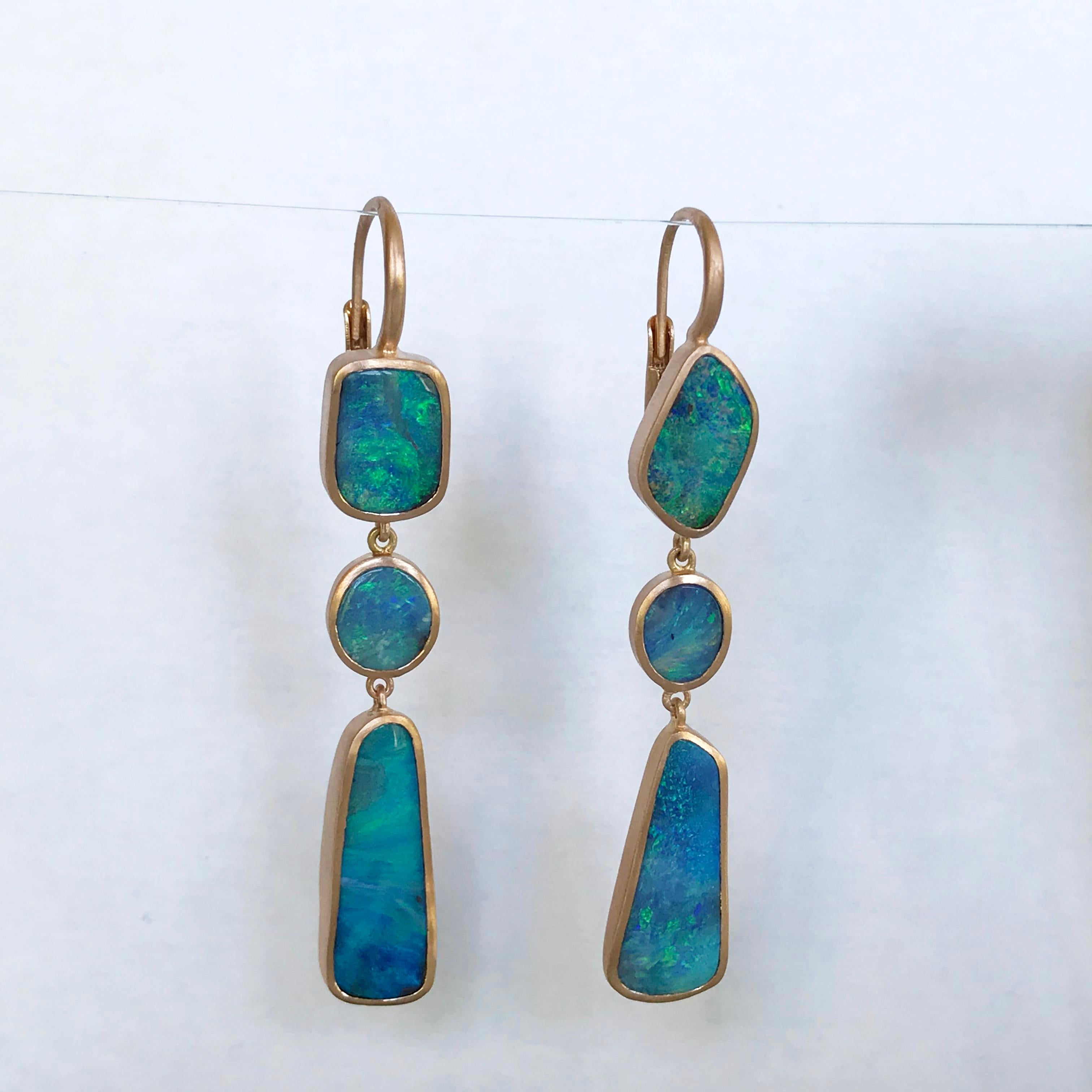 Dalben Australian Boulder Opal Light Blue Rose Gold Dangle Earrings 3