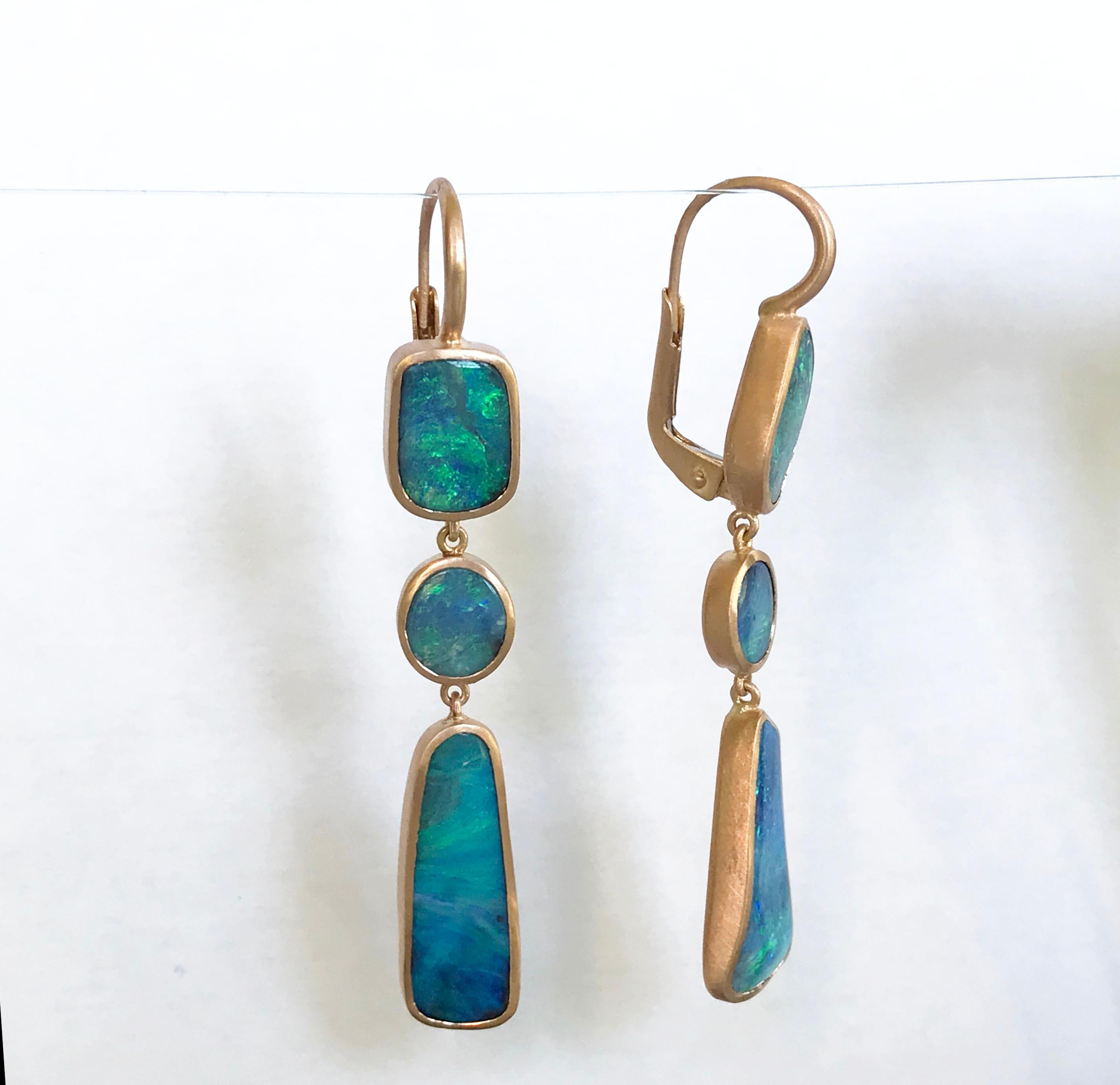 Dalben Australian Boulder Opal Light Blue Rose Gold Dangle Earrings 5