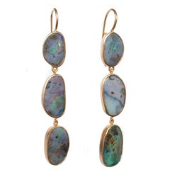 Dalben Australian Boulder Opal Rose Gold Dangle Earrings