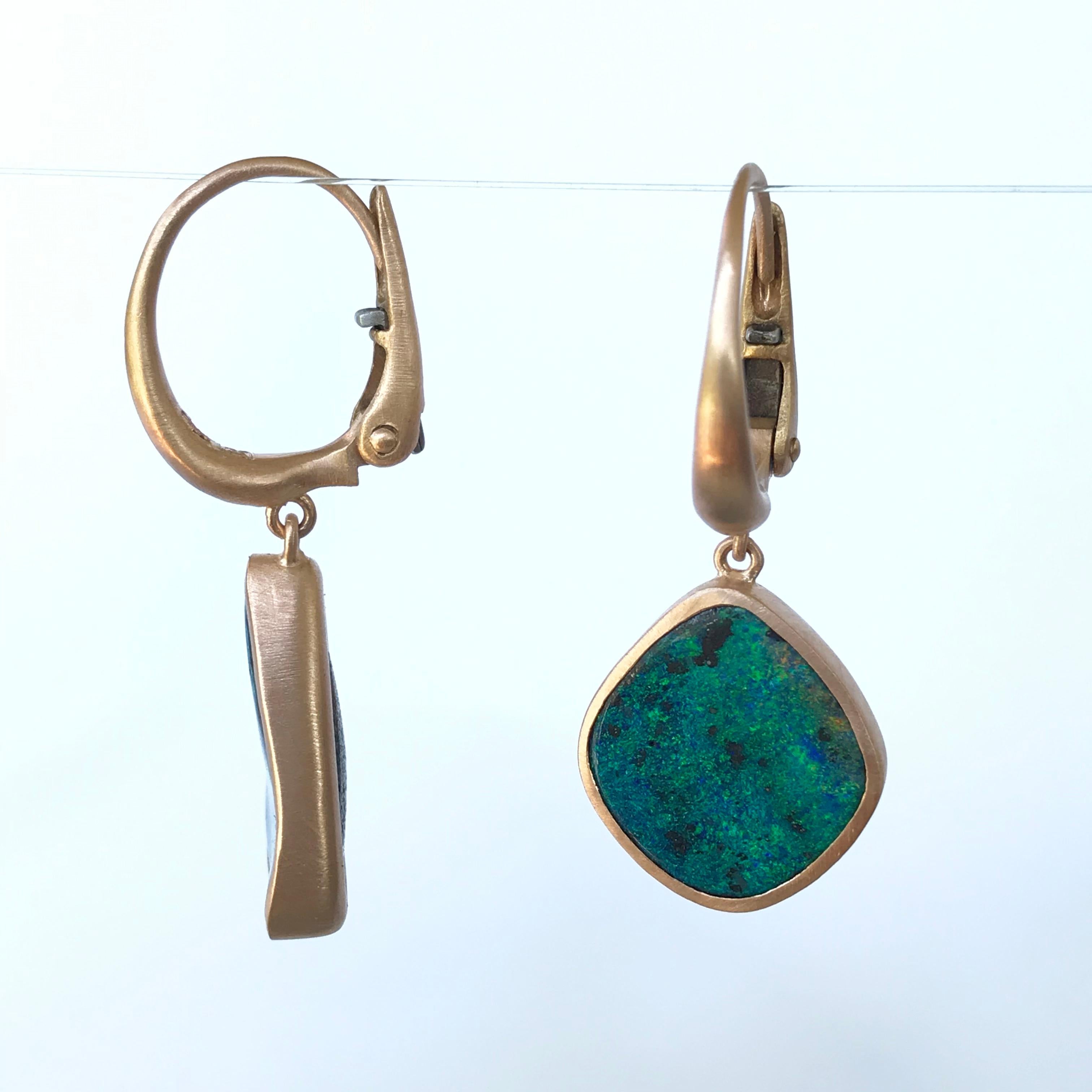 Dalben Australian Boulder Opal Rose Gold Earrings For Sale 2