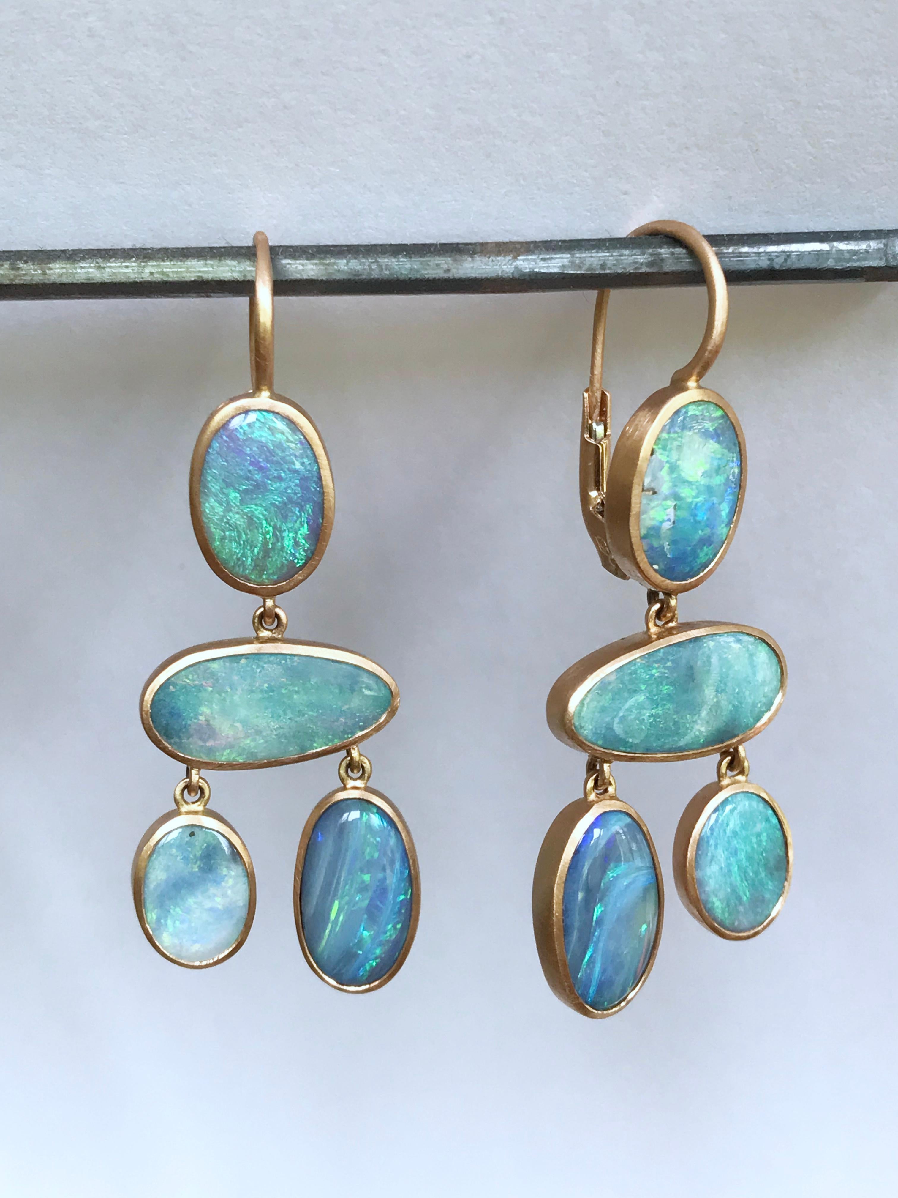 Dalben Australian Boulder Opal Rose Gold Earrings For Sale 2