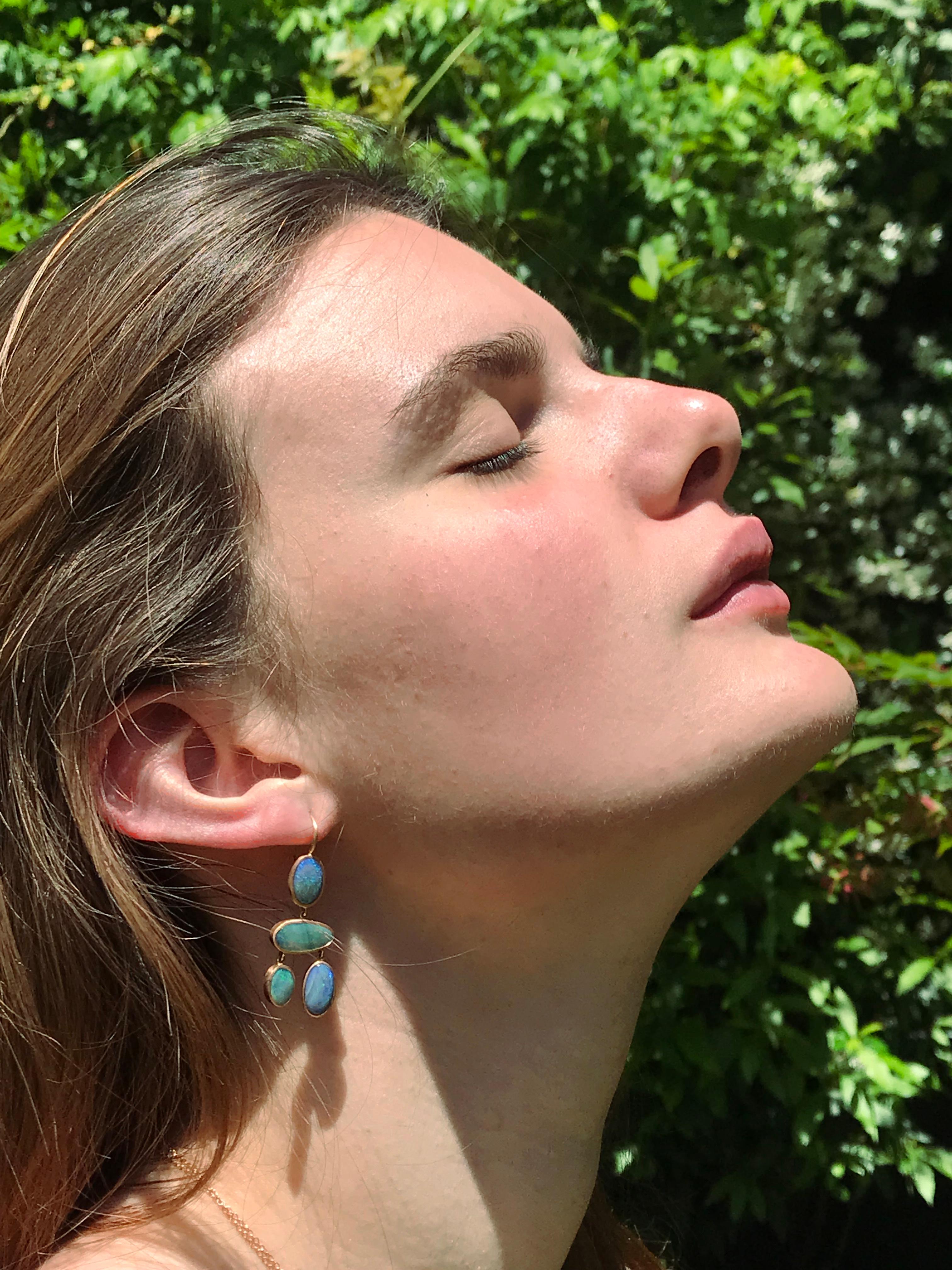 Dalben australische Boulder-Opal-Ohrringe aus Roségold (Zeitgenössisch) im Angebot