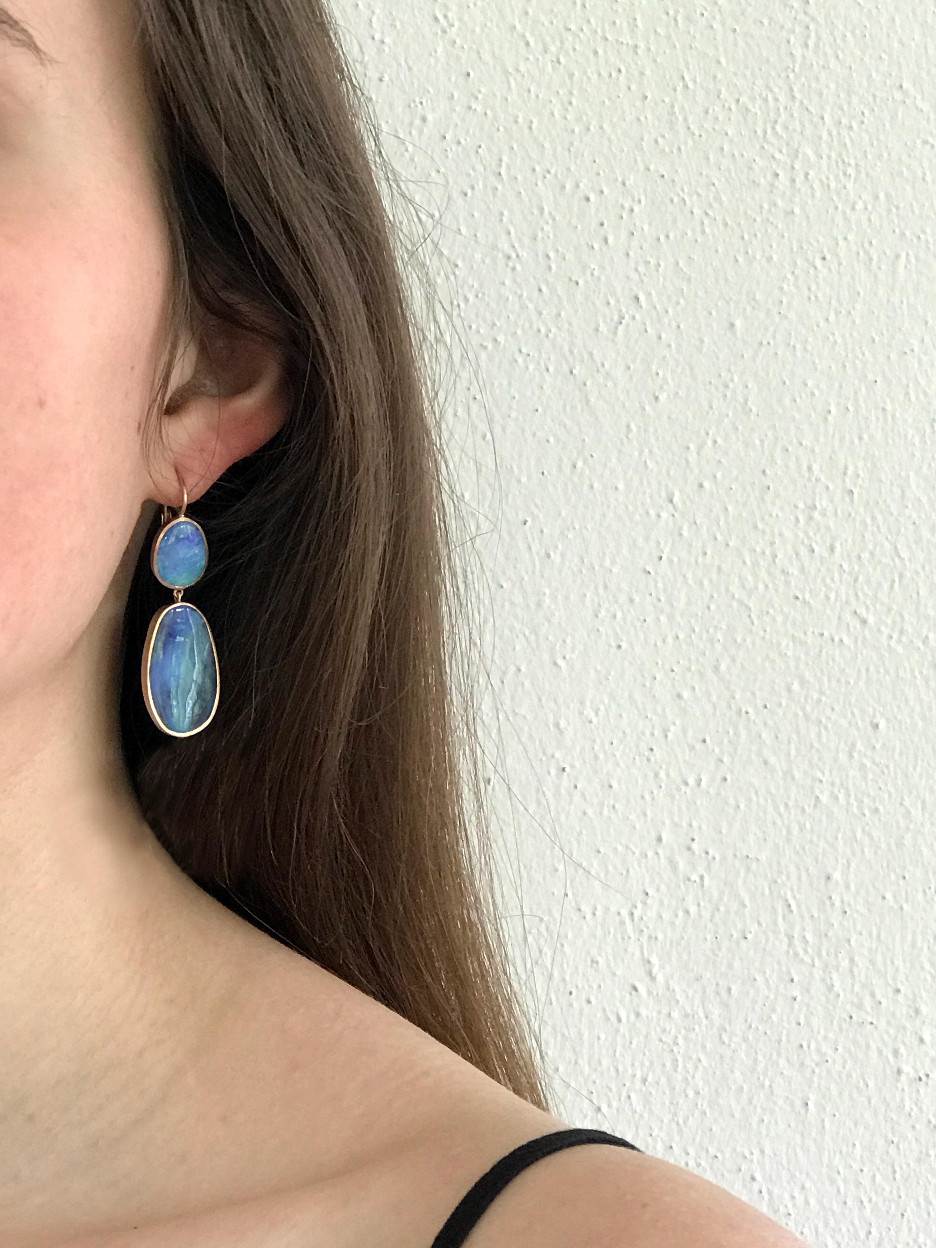Dalben Australian Boulder Opal Rose Gold Earrings In New Condition In Como, IT