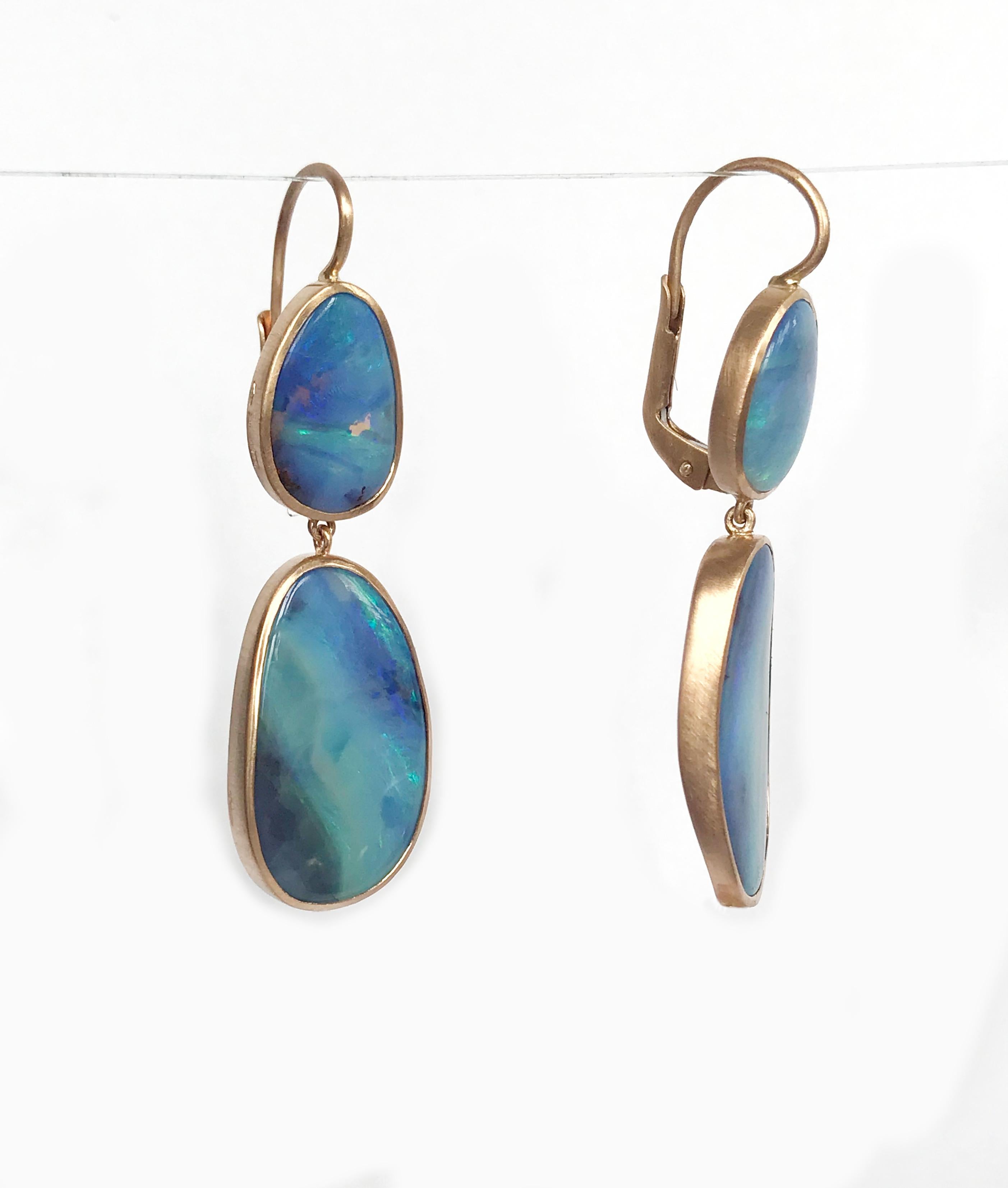 Dalben Australian Boulder Opal Rose Gold Earrings 1