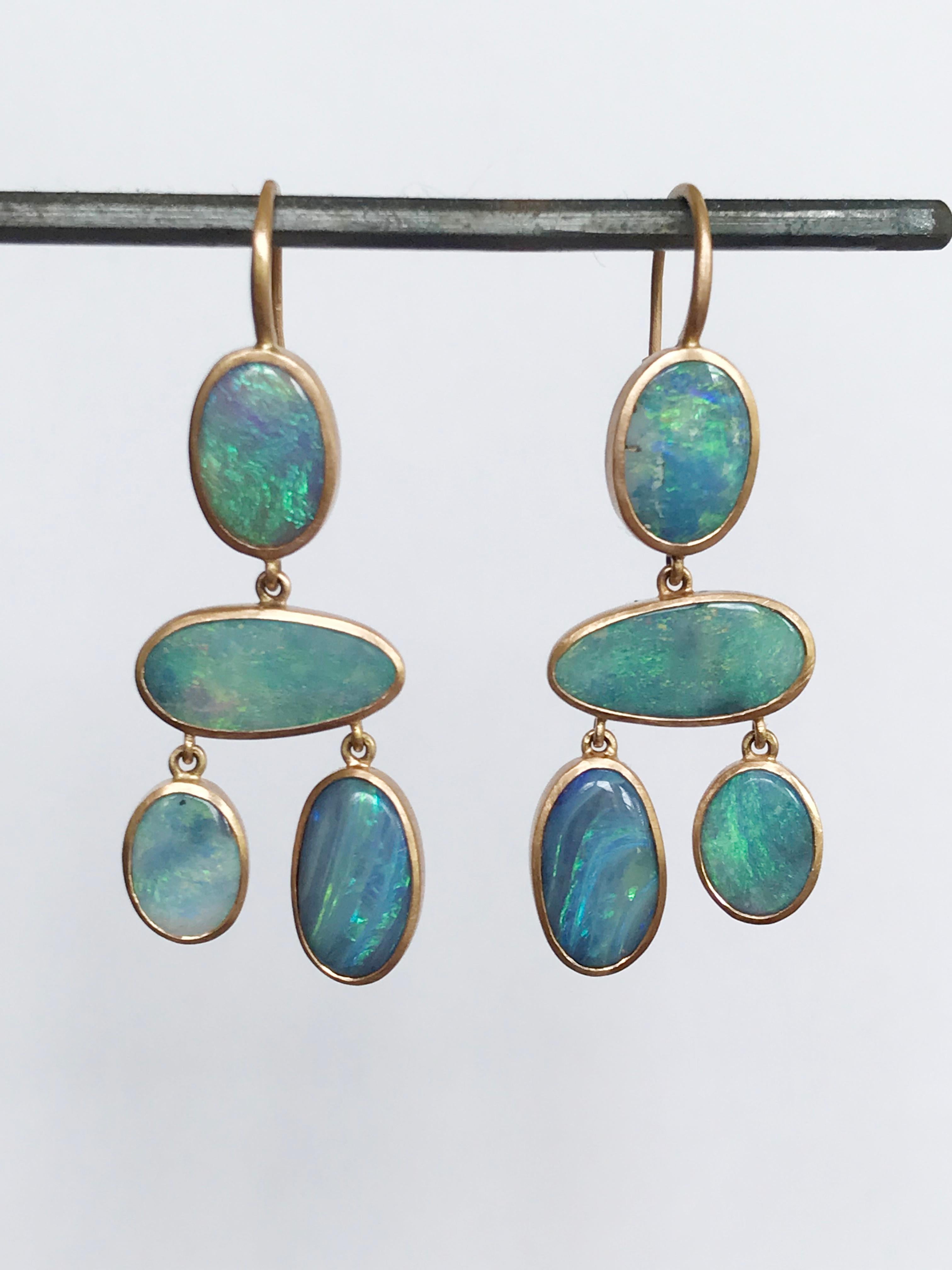 Dalben Australian Boulder Opal Rose Gold Earrings In New Condition For Sale In Como, IT