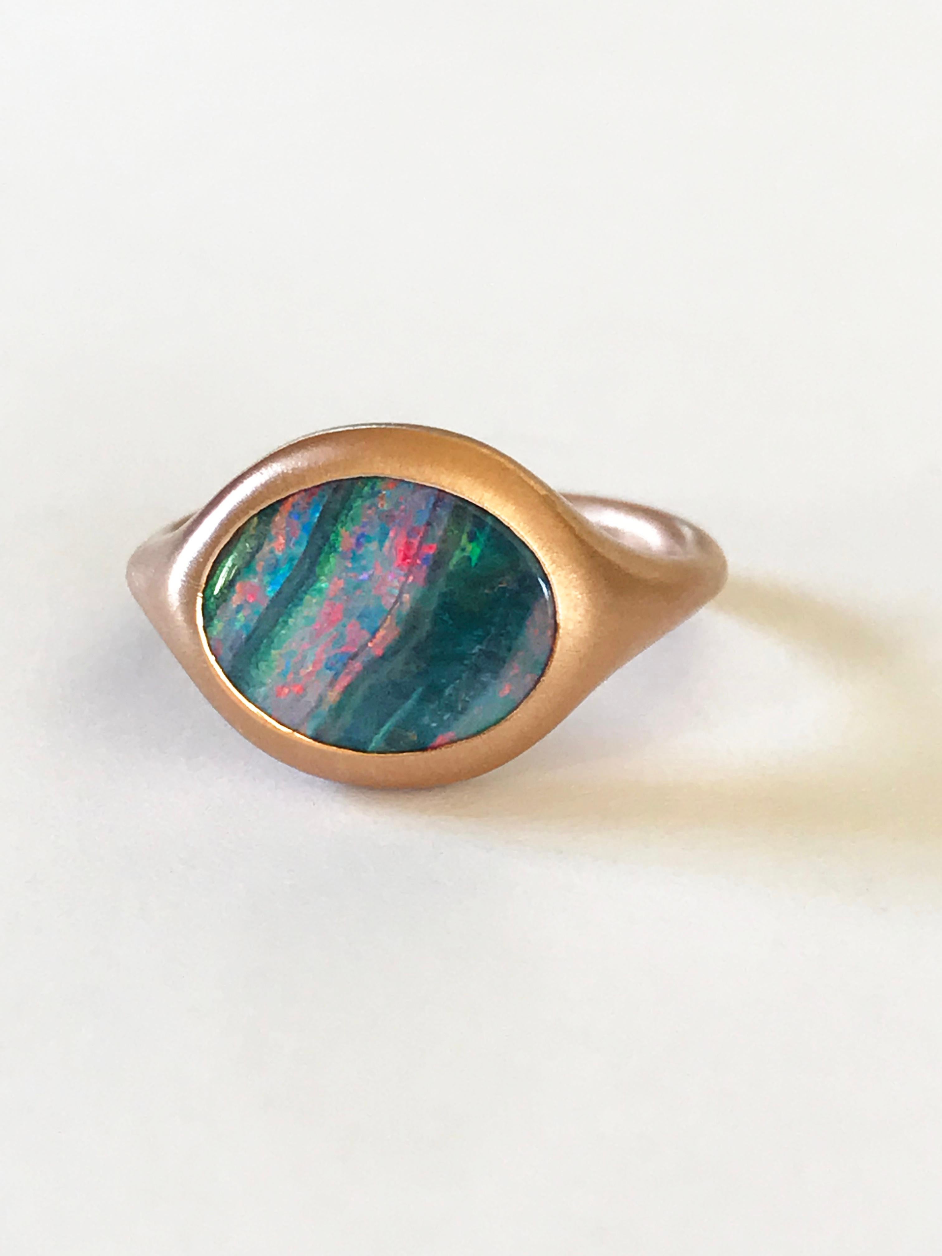 Dalben Australian Boulder Opal Rose Gold Ring For Sale 4