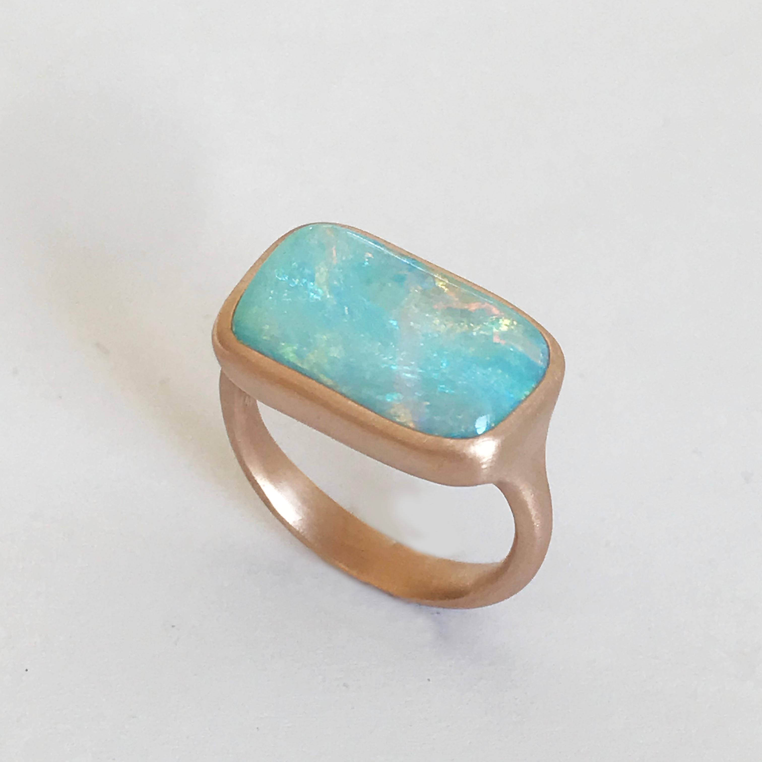 Dalben Australian Boulder Opal Rose Gold Ring 6