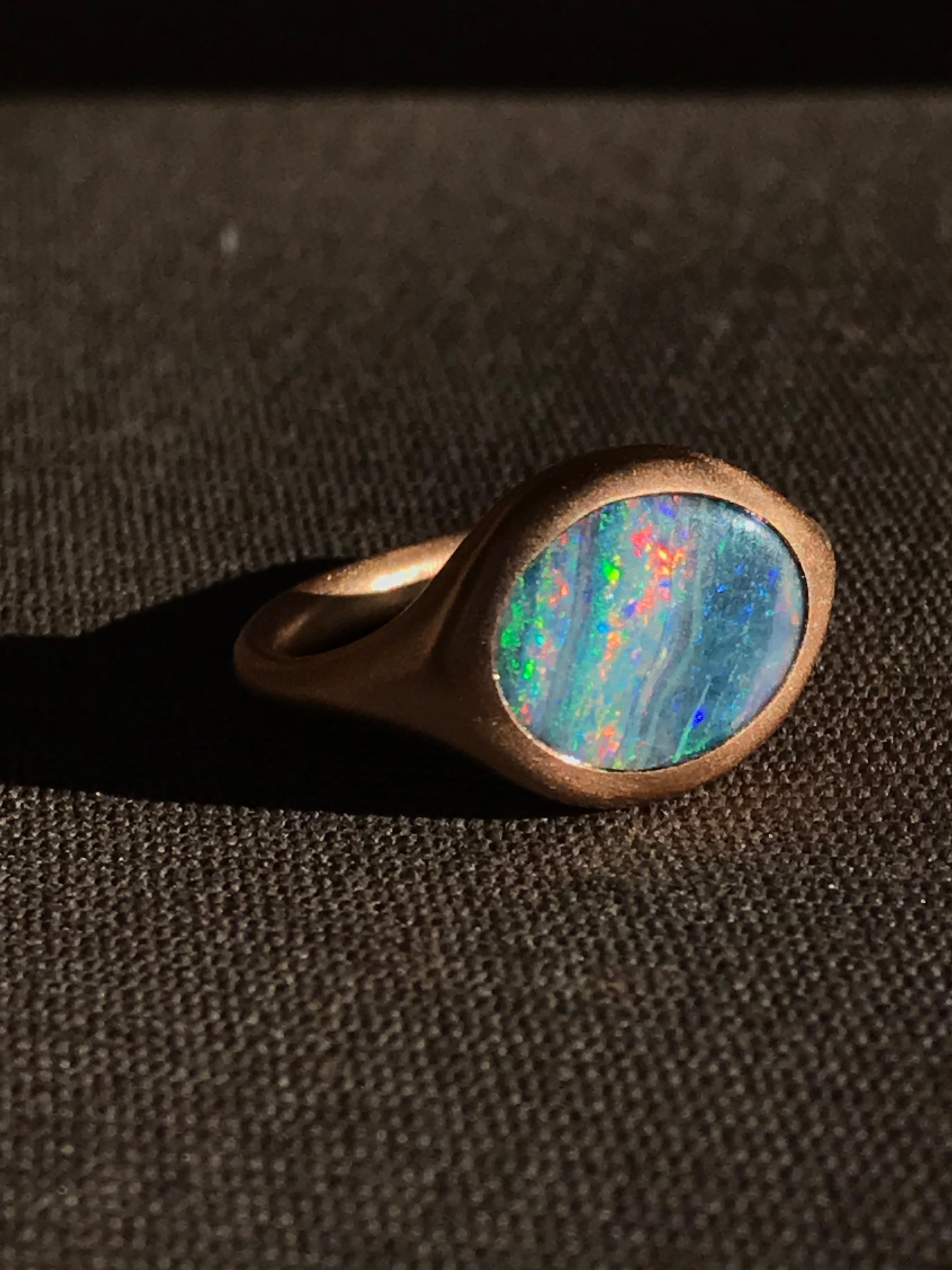 Dalben Australian Boulder Opal Rose Gold Ring For Sale 6