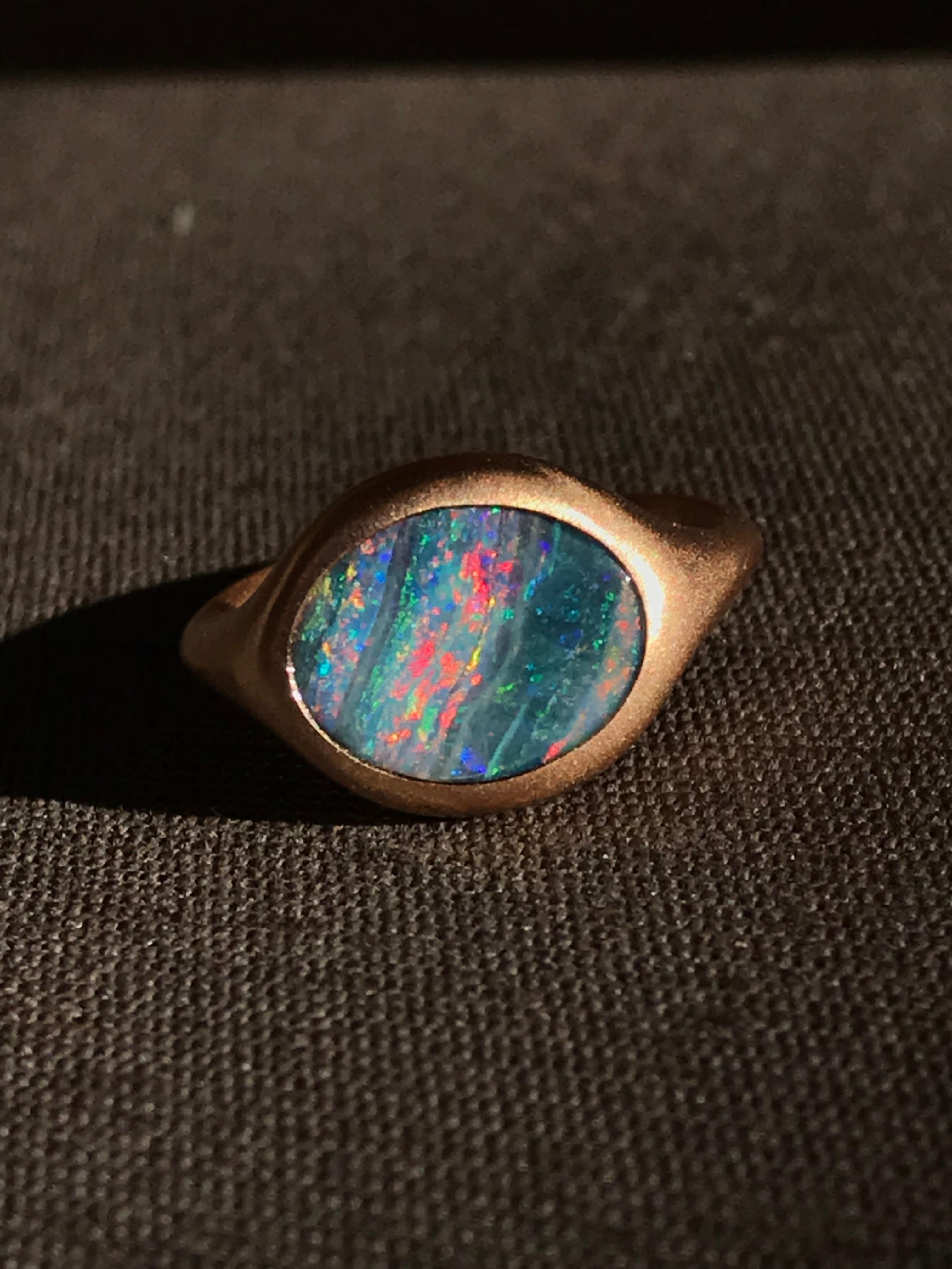 Dalben Australian Boulder Opal Rose Gold Ring For Sale 7