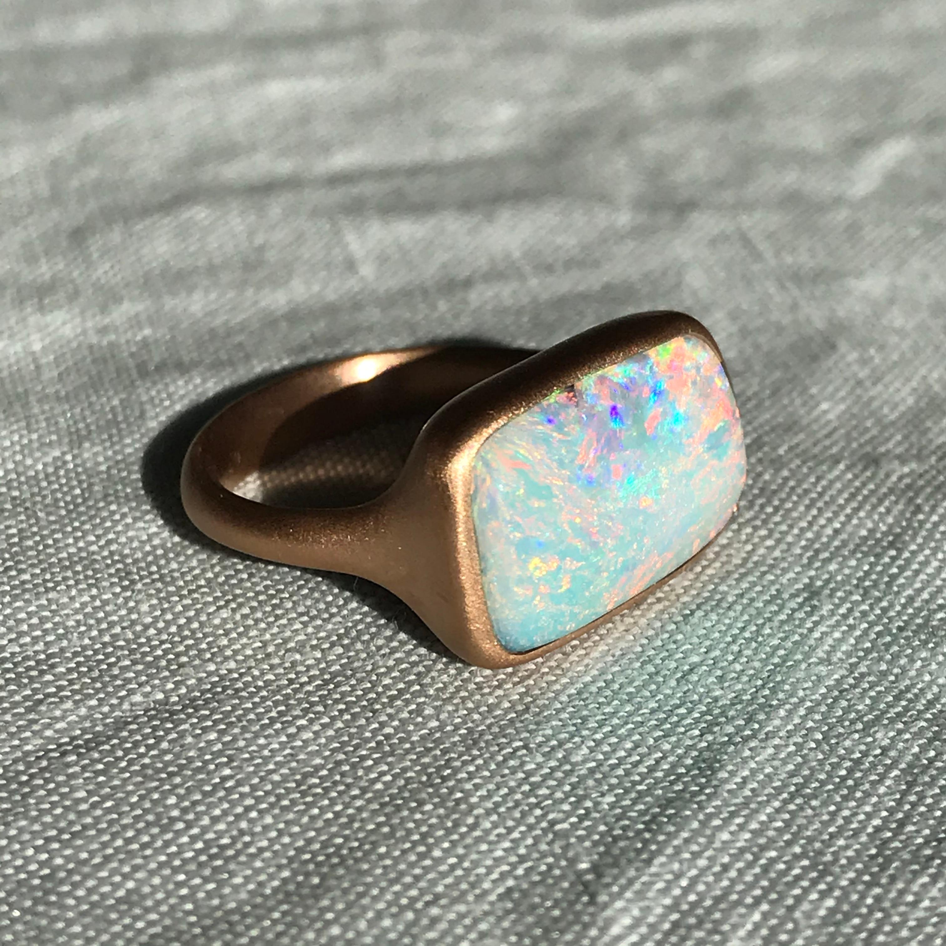 Dalben Australian Boulder Opal Rose Gold Ring For Sale 8