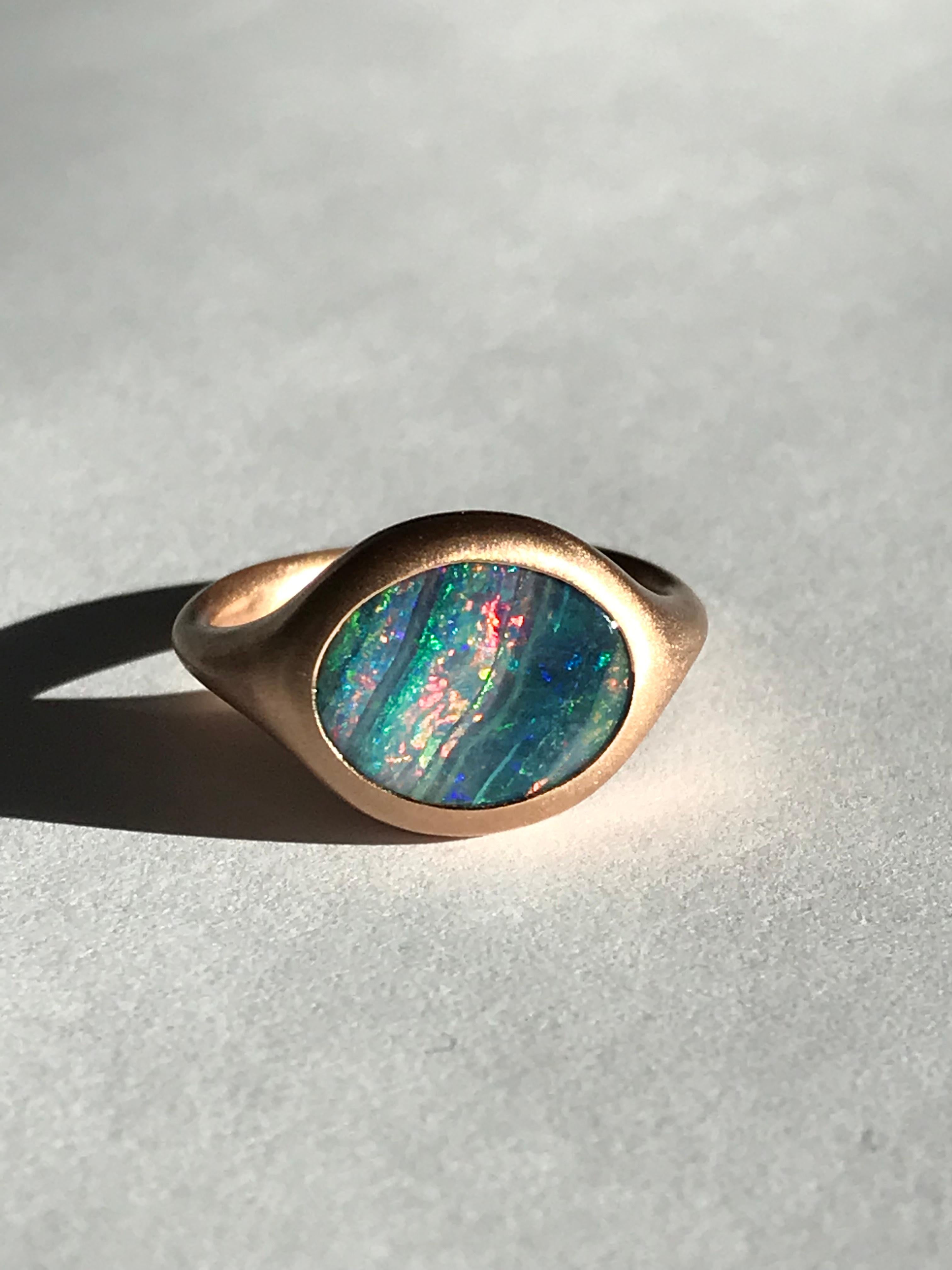 Dalben Australian Boulder Opal Rose Gold Ring For Sale 8