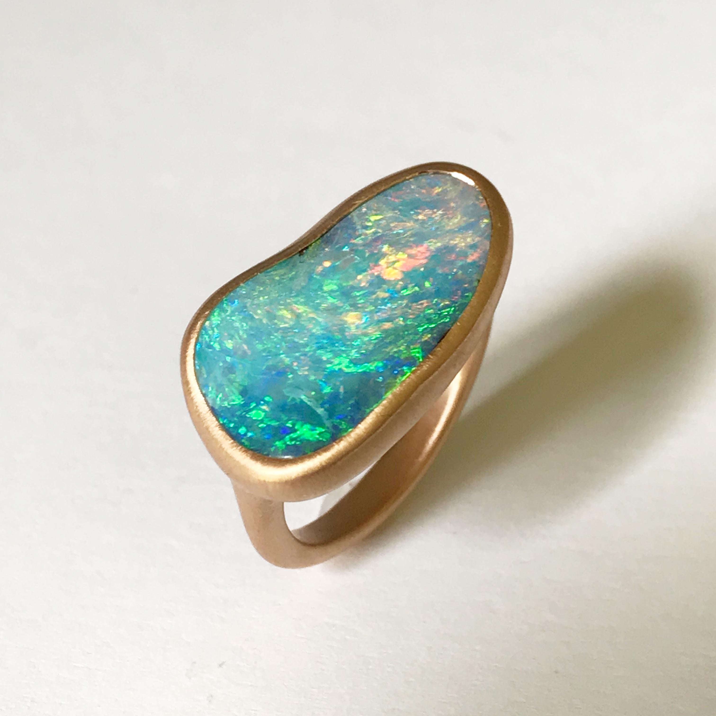 Dalben Australian Boulder Opal Rose Gold Ring 7