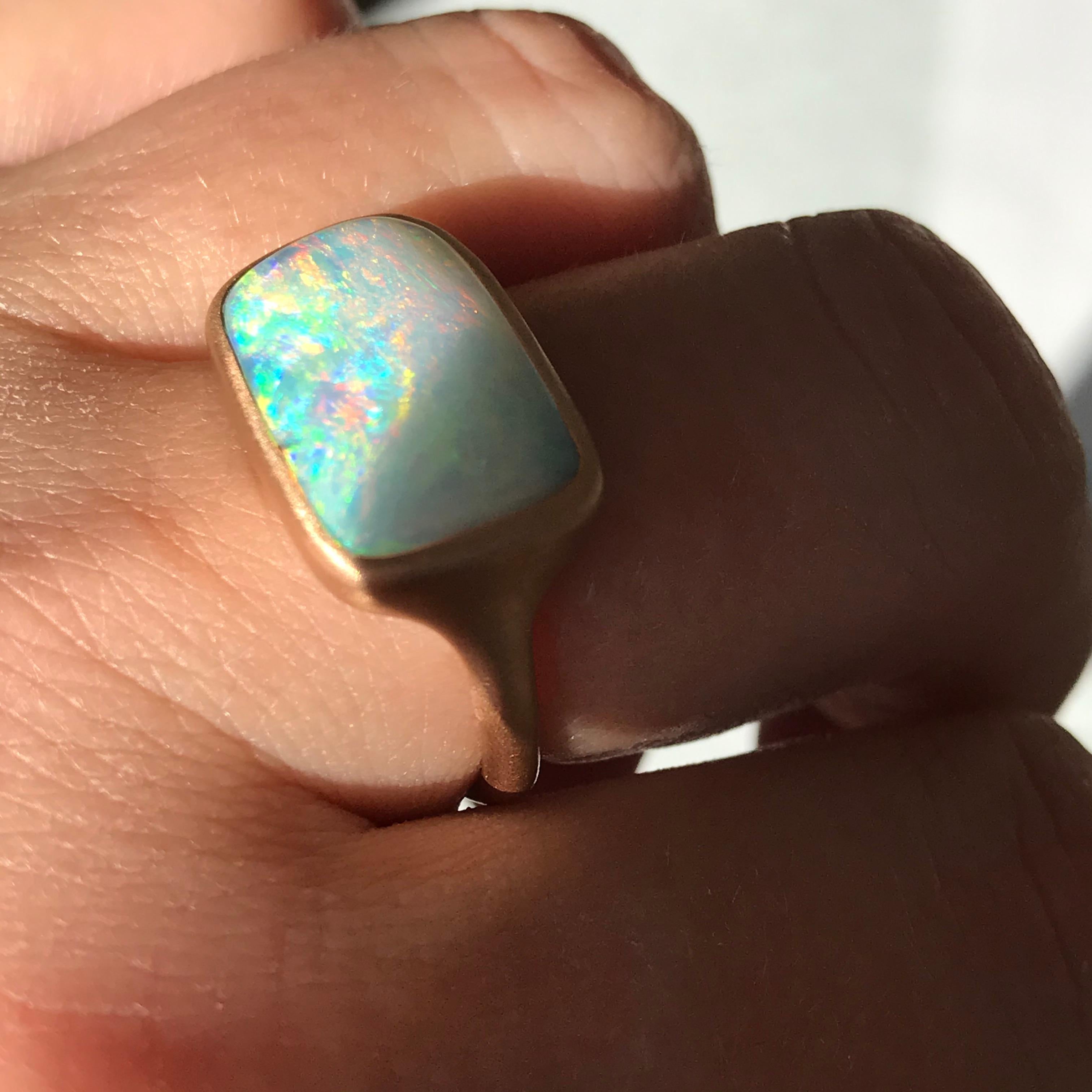 Dalben Australian Boulder Opal Rose Gold Ring For Sale 9
