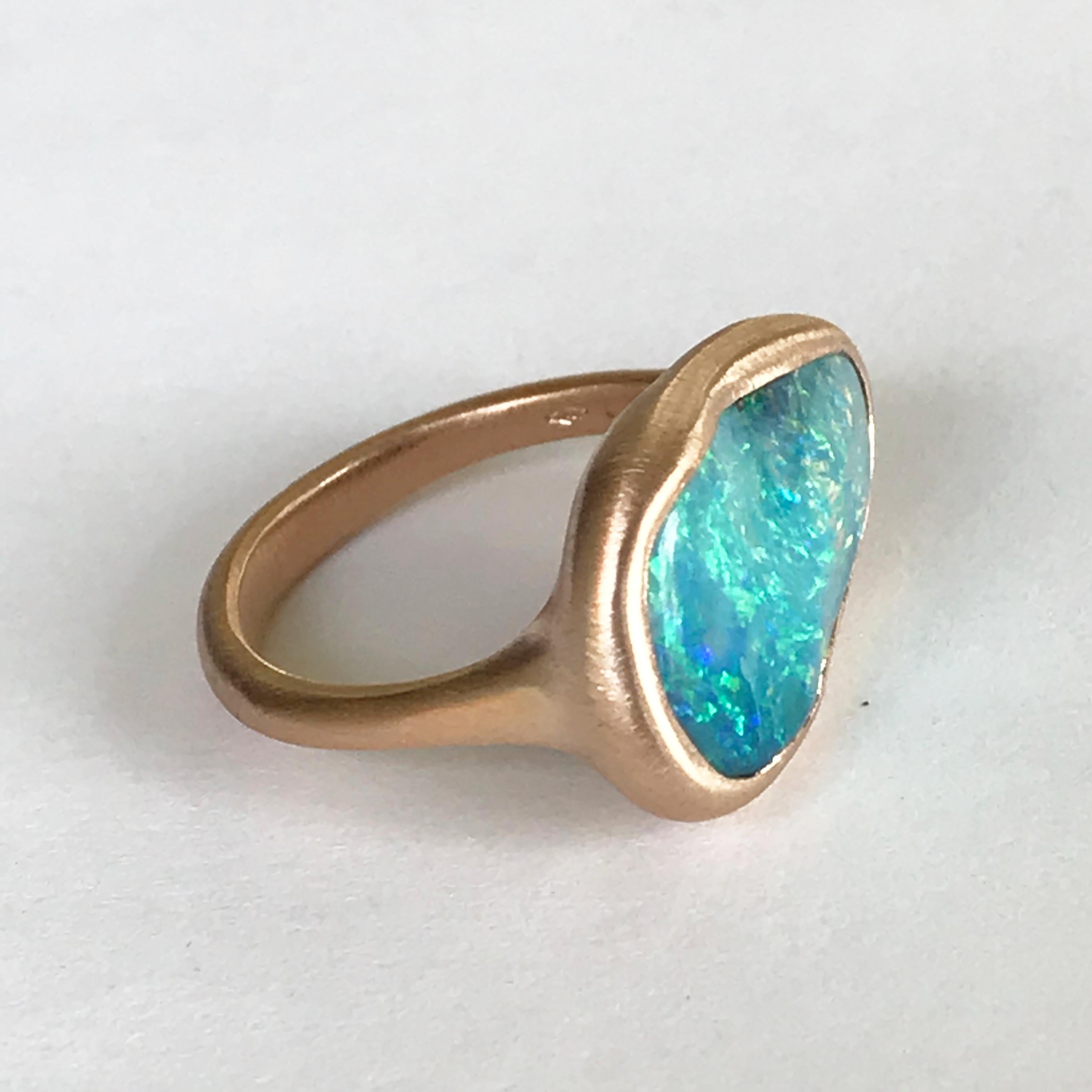 Dalben Australian Boulder Opal Rose Gold Ring 8