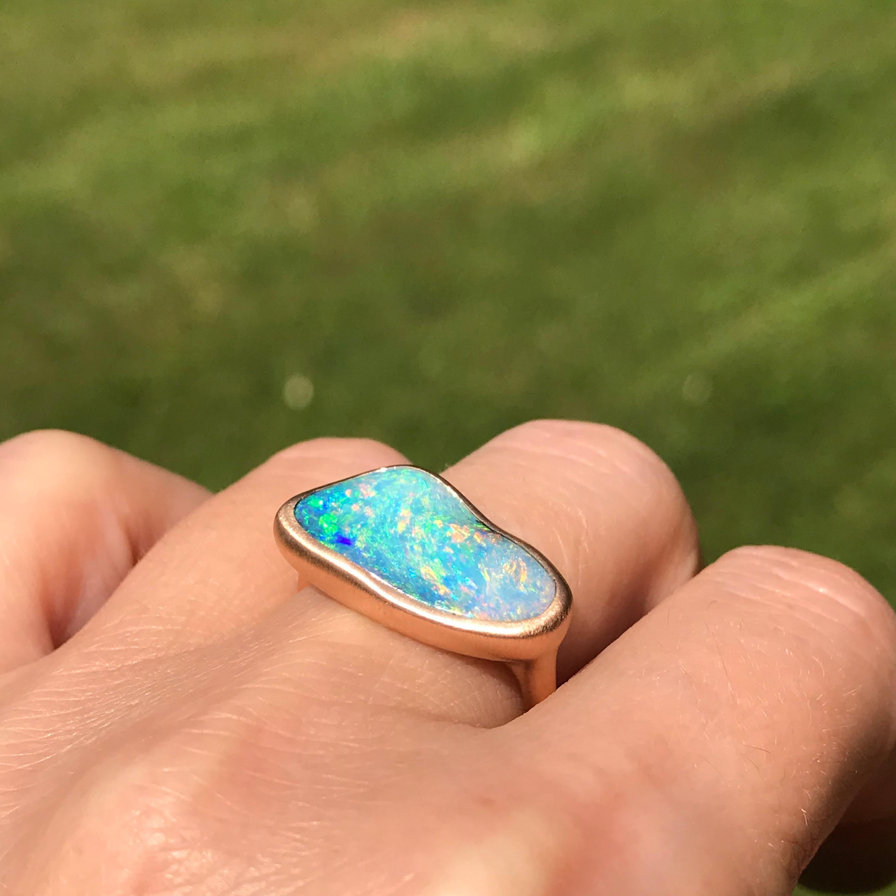 Dalben Australian Boulder Opal Rose Gold Ring 10
