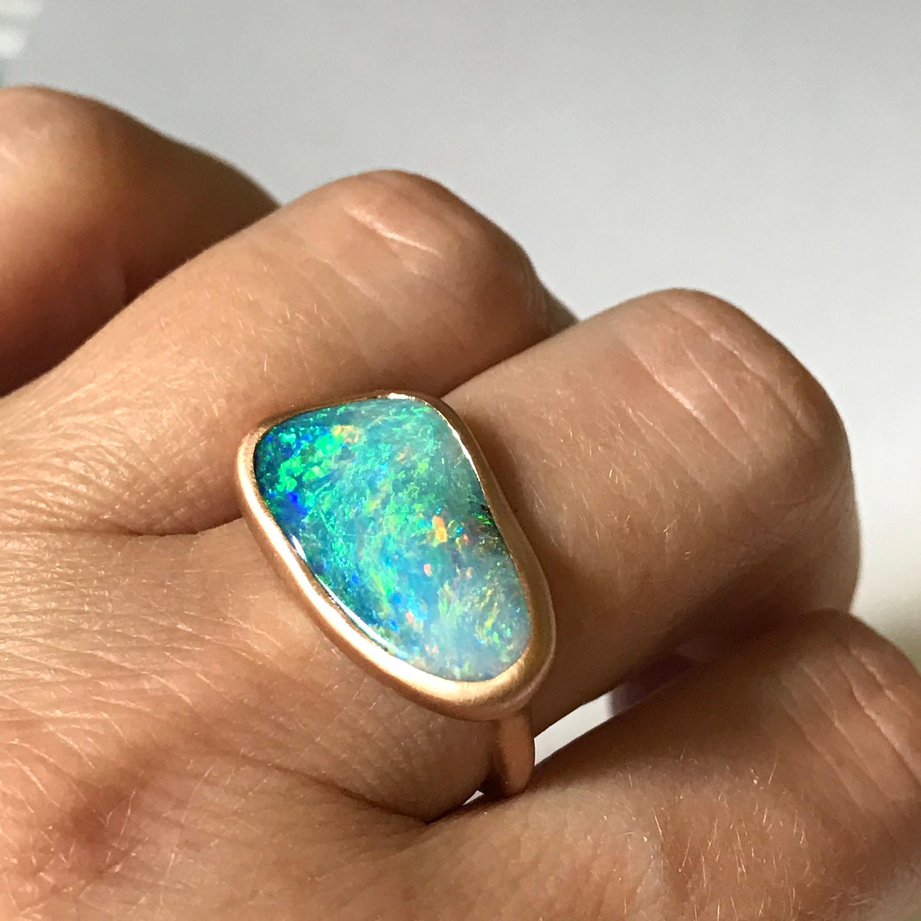 Dalben Australian Boulder Opal Rose Gold Ring 13