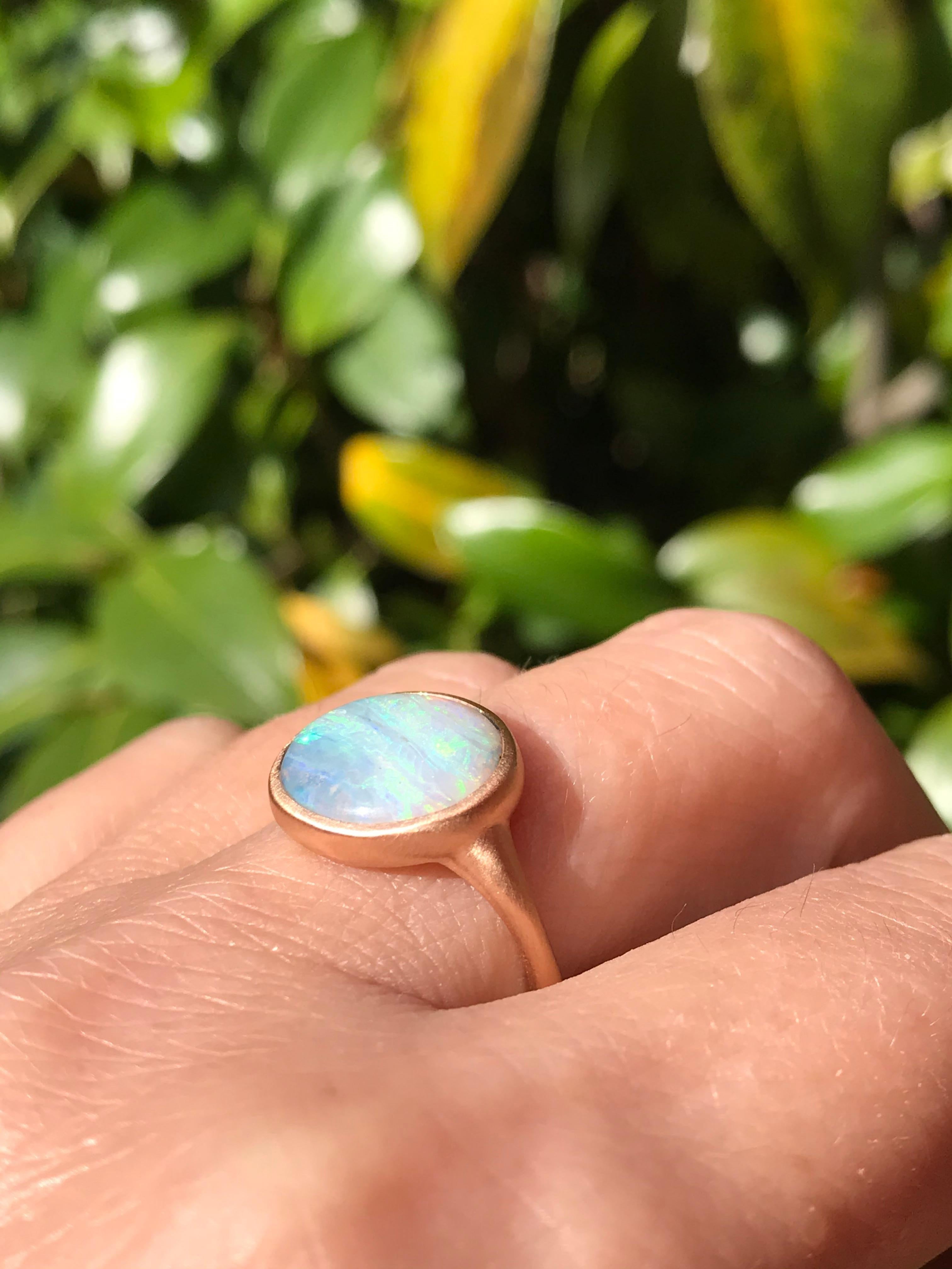 Contemporary Dalben Australian Boulder Opal Rose Gold Ring