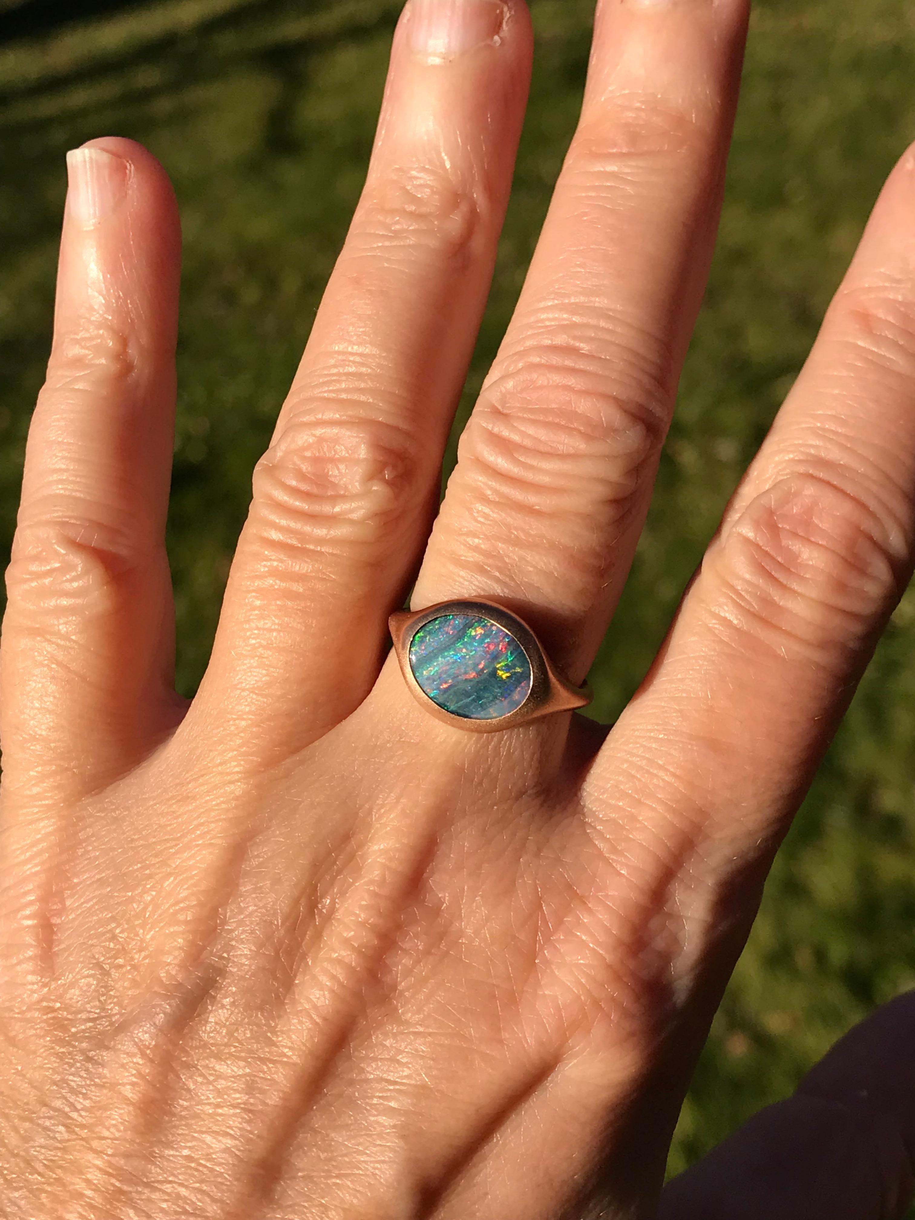 Dalben Australian Boulder Opal Rose Gold Ring In New Condition For Sale In Como, IT