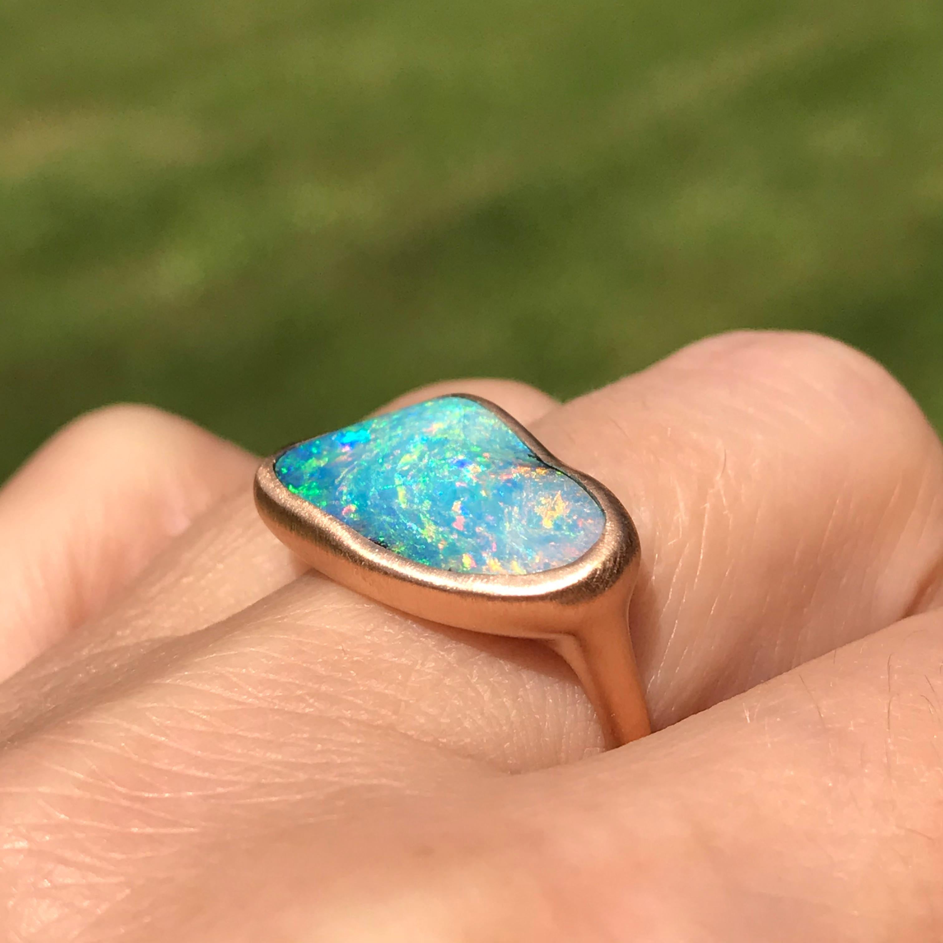 Dalben Australian Boulder Opal Rose Gold Ring In New Condition In Como, IT